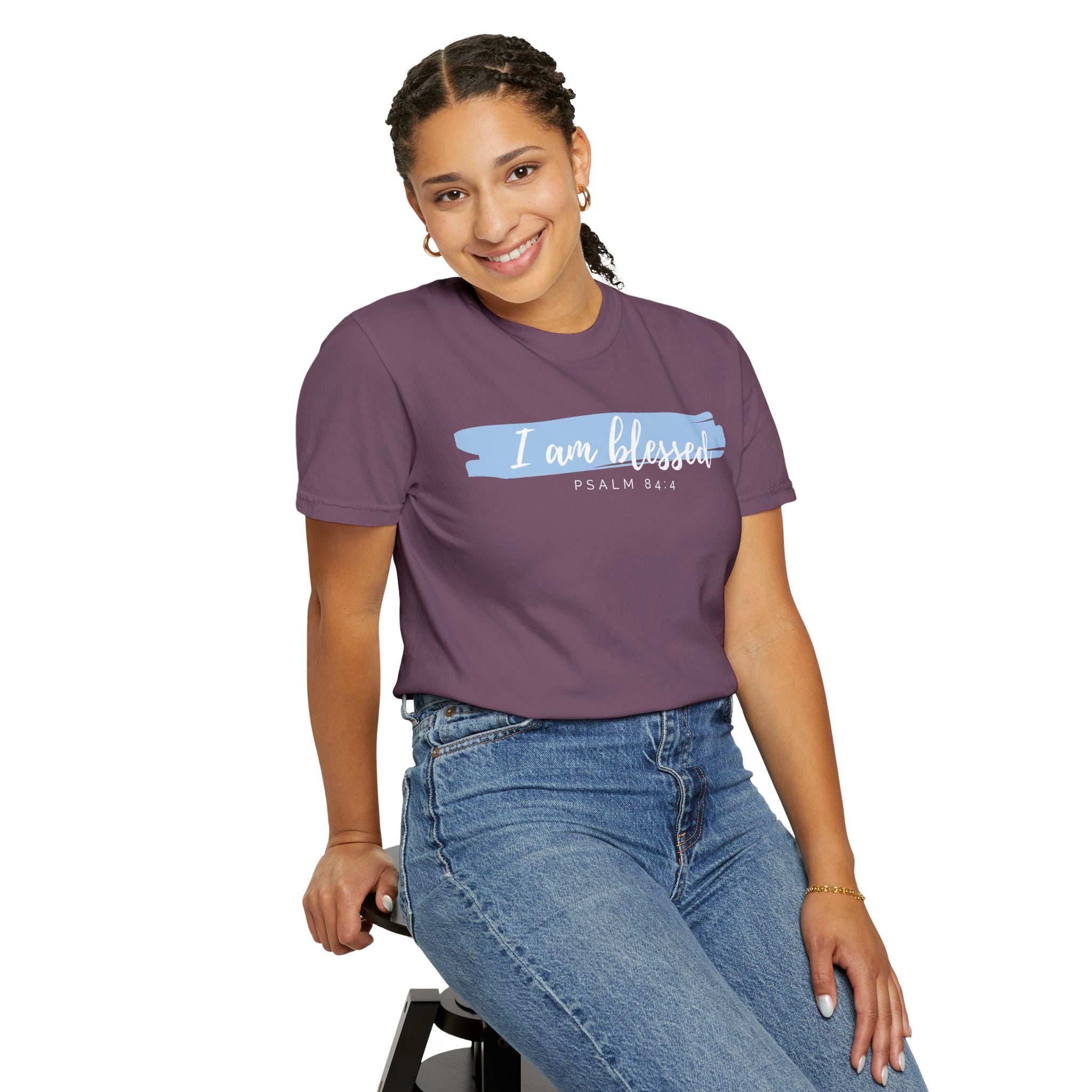 I Am Blessed Christian T-Shirt — Psalm 84:4 Scripture Tee | Garment-Dyed Faith Shirt
