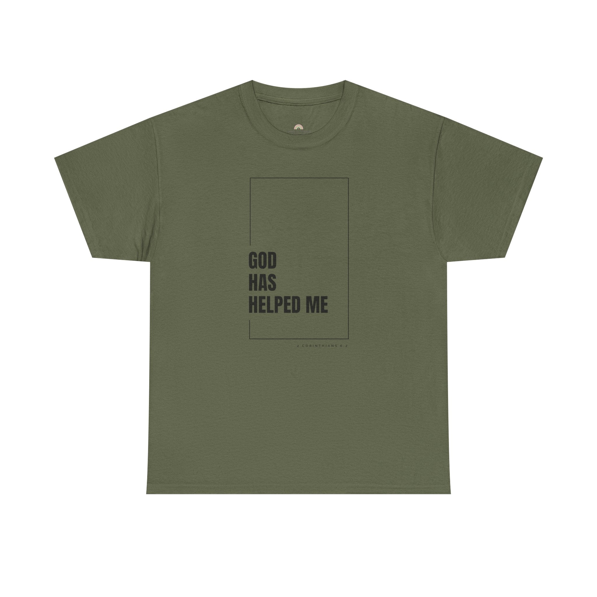 God Has Helped Me Christian T-Shirt – 2 Corinthians 6:2 Faith Tee | Unisex Heavy Cotton Shirt