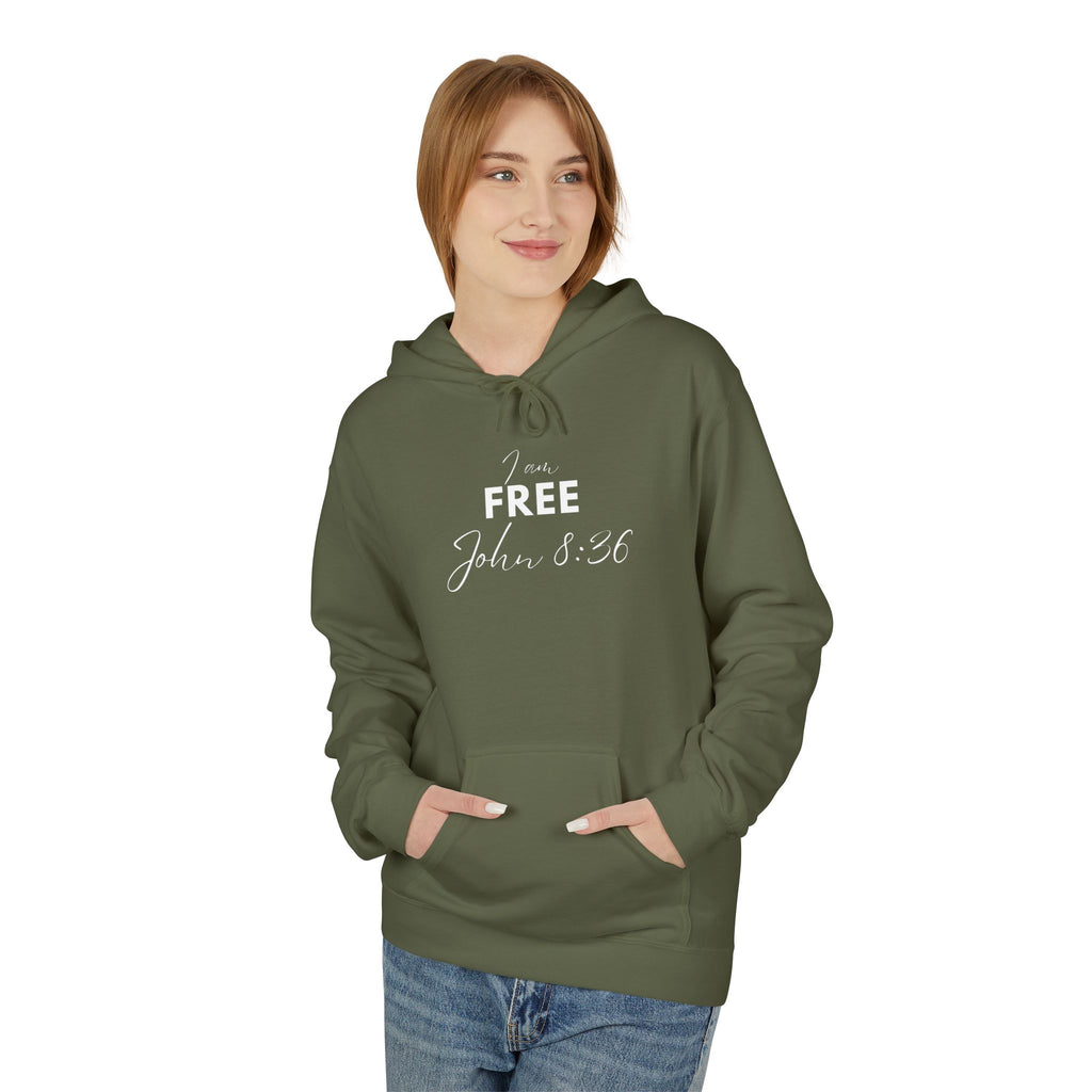 I Am Free Hoodie – John 8:36 Christian Scripture Hoodie | Faith-Based Inspirational Pullover