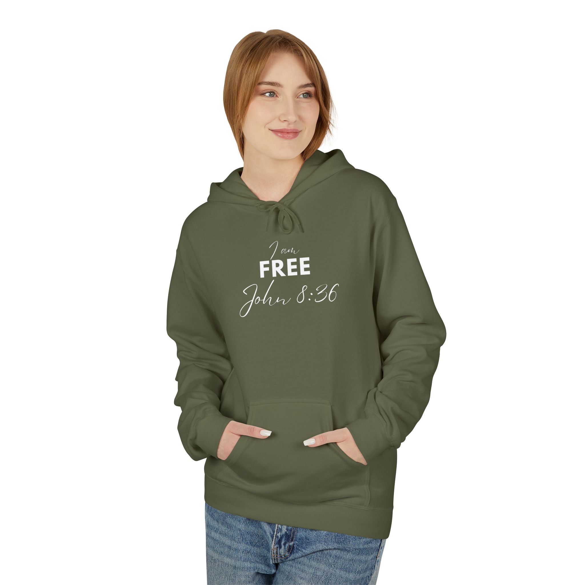 I Am Free Hoodie – John 8:36 Christian Scripture Hoodie | Faith-Based Inspirational Pullover