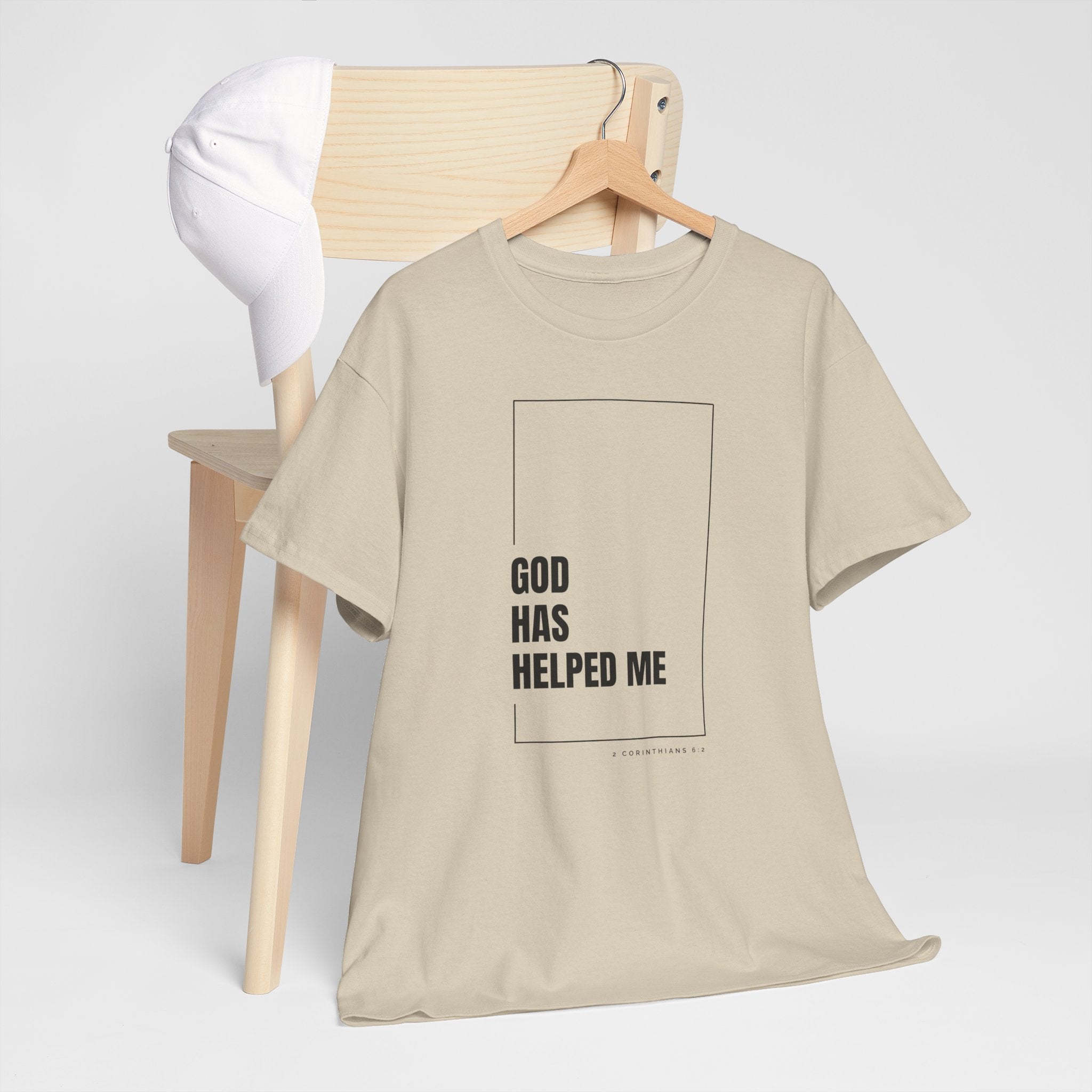 God Has Helped Me Christian T-Shirt – 2 Corinthians 6:2 Faith Tee | Unisex Heavy Cotton Shirt