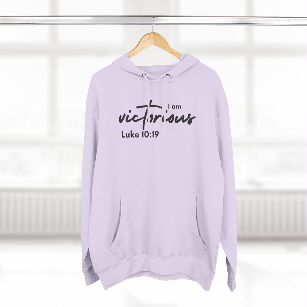 I Am Victorious Hoodie — Luke 10:19 Christian Scripture Fleece Pullover