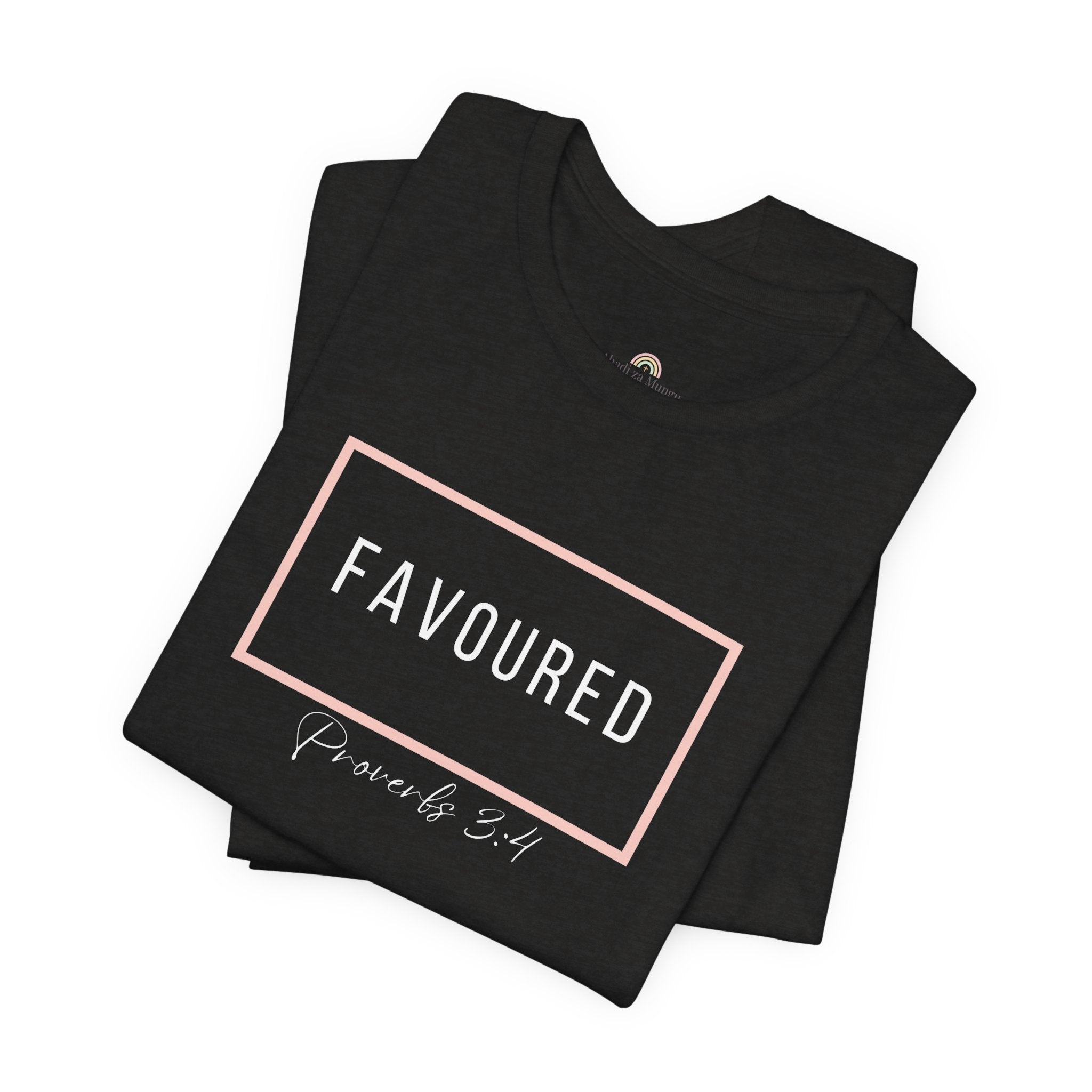 Favoured Christian T-Shirt – Proverbs 3:4 Scripture Tee | Faith-Based Unisex Shirt