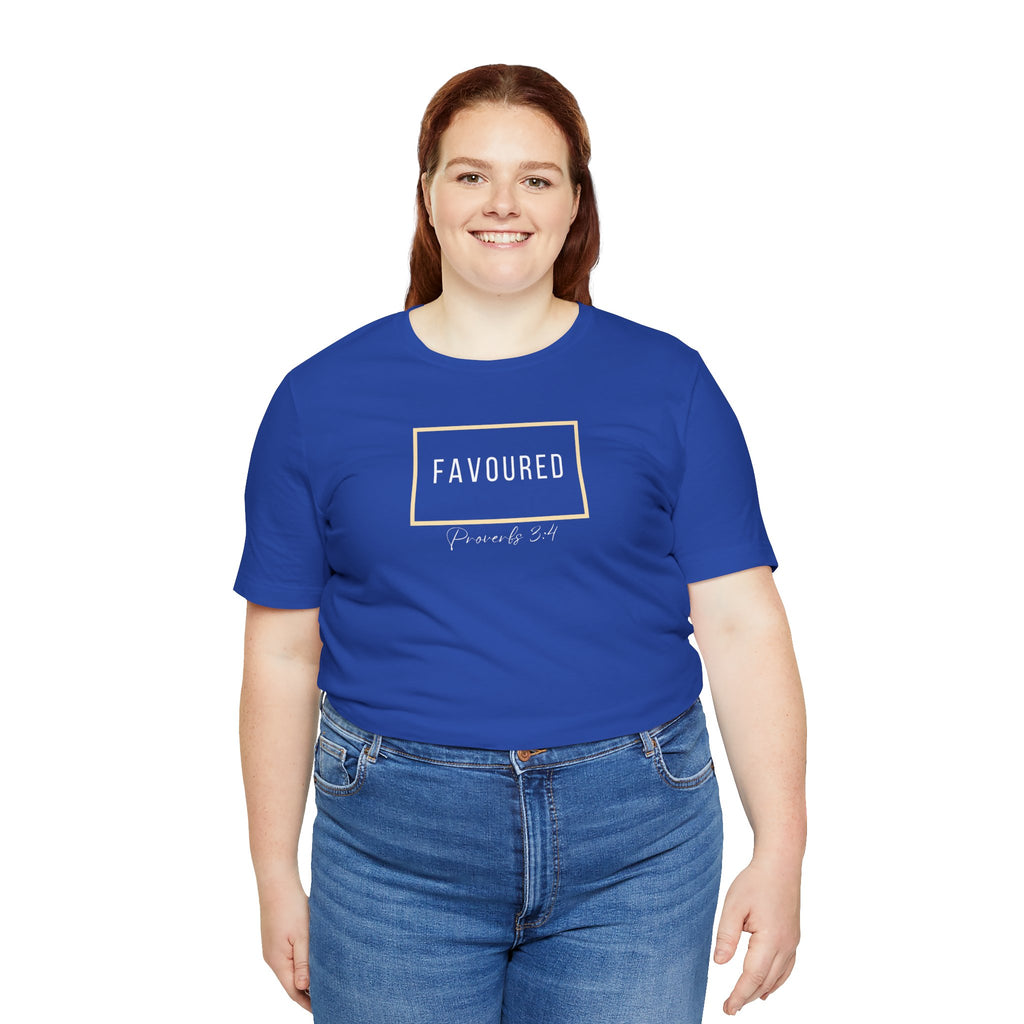 Favoured Christian T-Shirt – Proverbs 3:4 Scripture Tee | Faith-Based Unisex Shirt