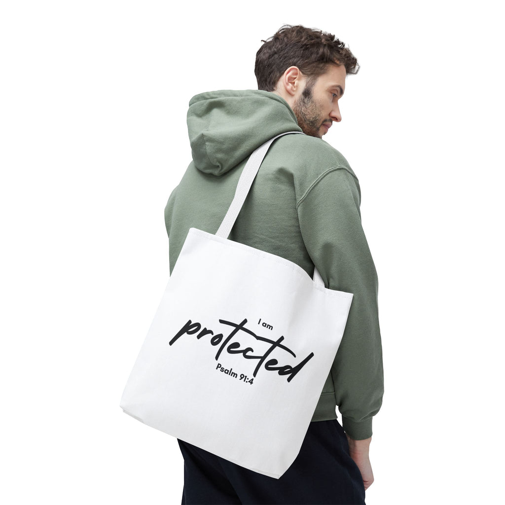 I Am Protected Tote Bag — Psalm 91:4 Christian Scripture Canvas Tote | Faith-Based Carryall