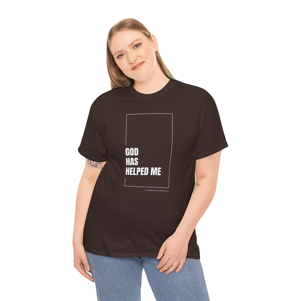 God Has Helped Me Christian T-Shirt – 2 Corinthians 6:2 Faith Tee | Unisex Heavy Cotton Shirt