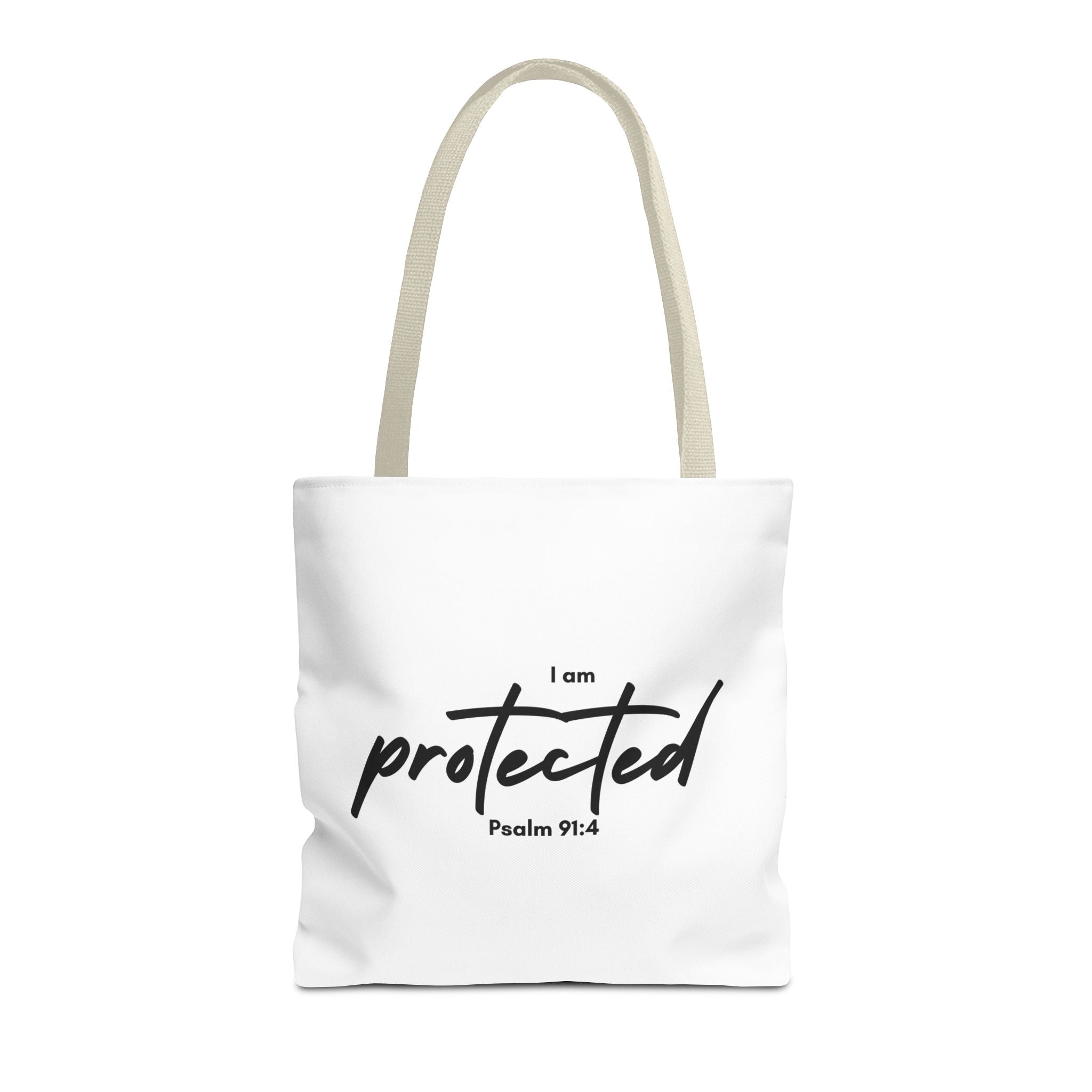 I Am Protected Tote Bag — Psalm 91:4 Christian Scripture Canvas Tote | Faith-Based Carryall