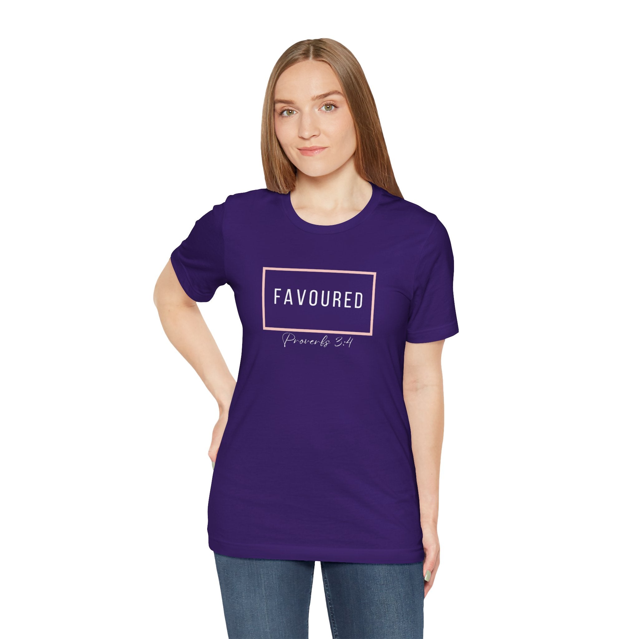 Favoured Christian T-Shirt – Proverbs 3:4 Scripture Tee | Faith-Based Unisex Shirt