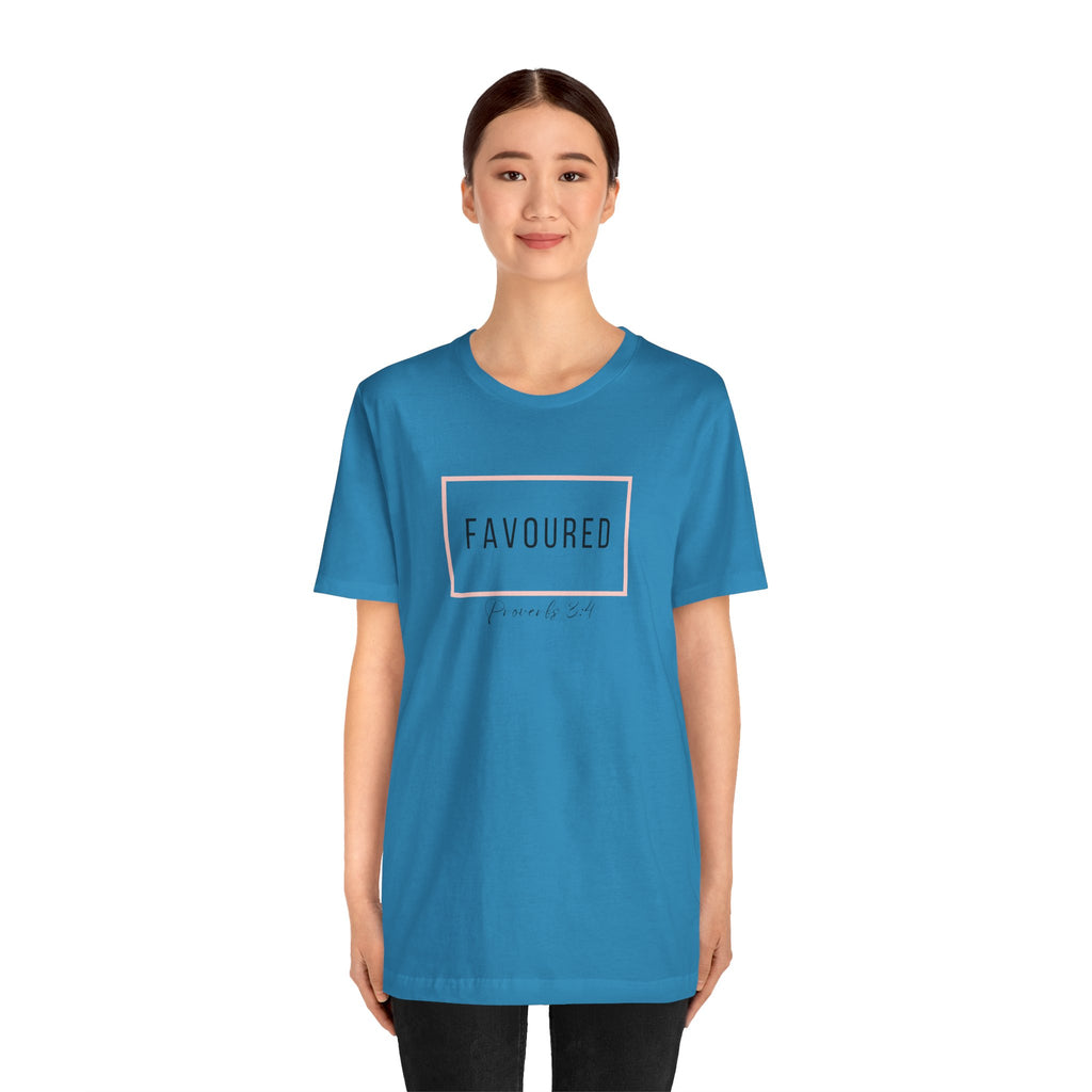 Favoured Christian T-Shirt – Proverbs 3:4 Scripture Tee | Faith-Based Unisex Shirt