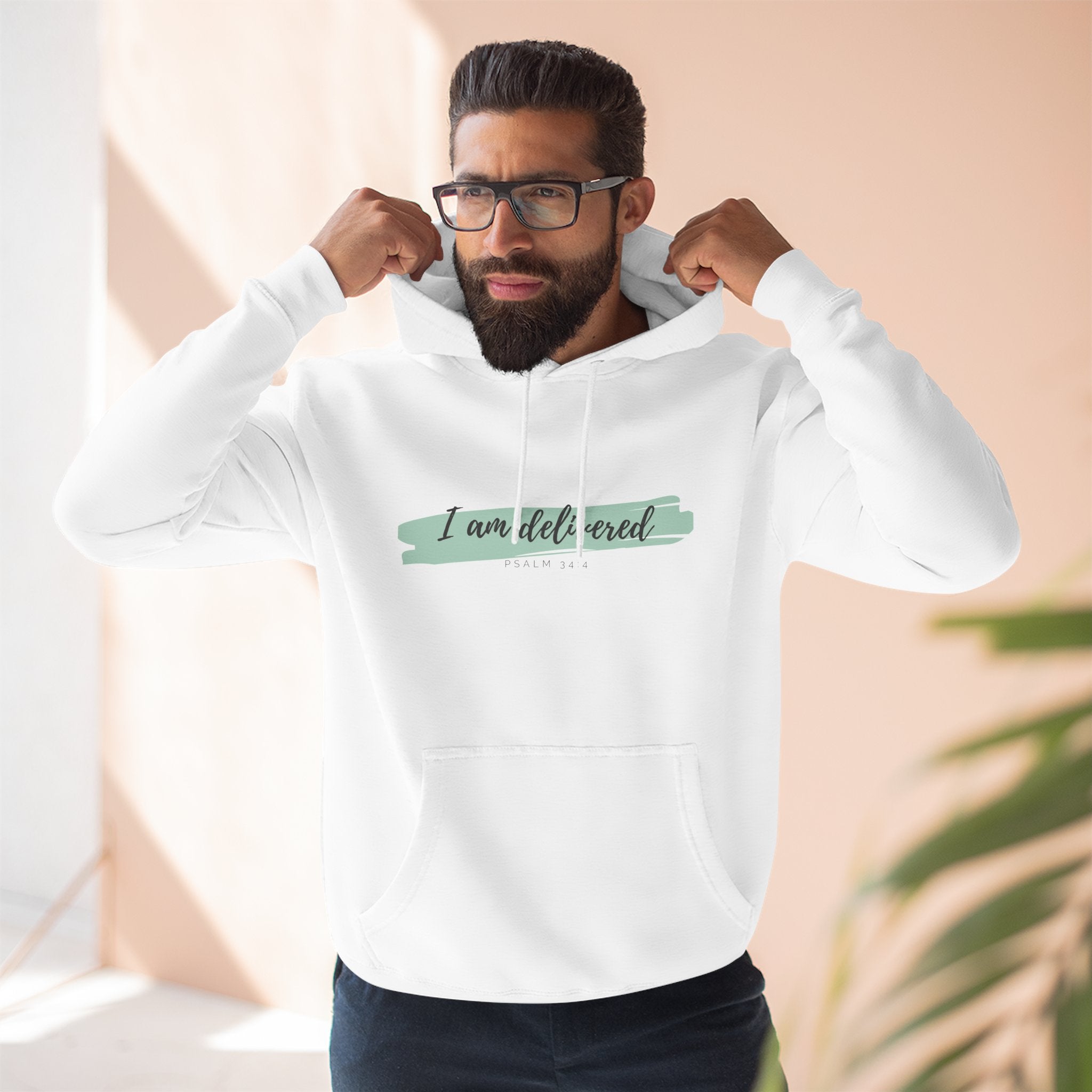 I Am Delivered Christian Hoodie — Psalm 34:4 Faith Hoodie | Inspirational Scripture Pullover | Unisex Christian Apparel