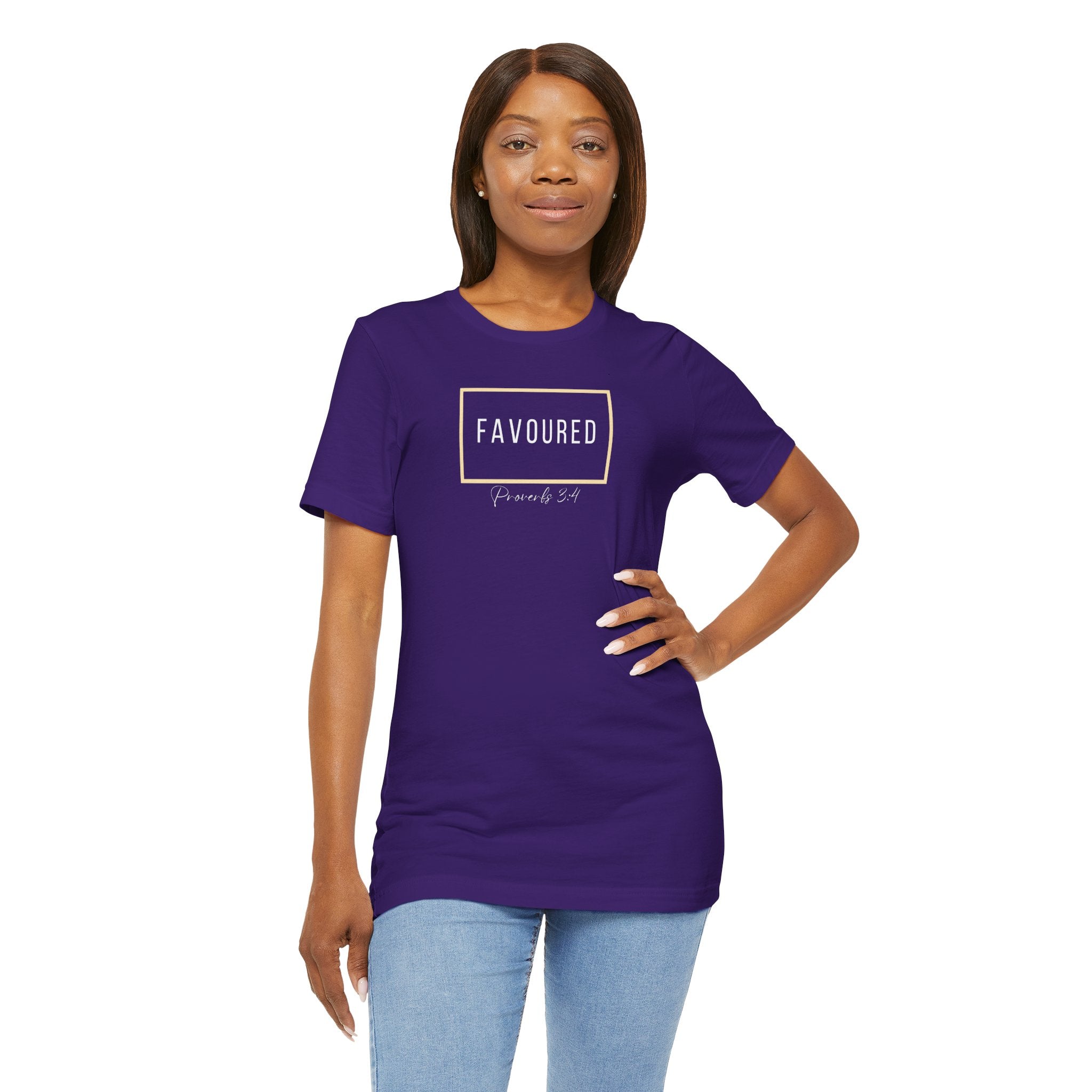 Favoured Christian T-Shirt – Proverbs 3:4 Scripture Tee | Faith-Based Unisex Shirt