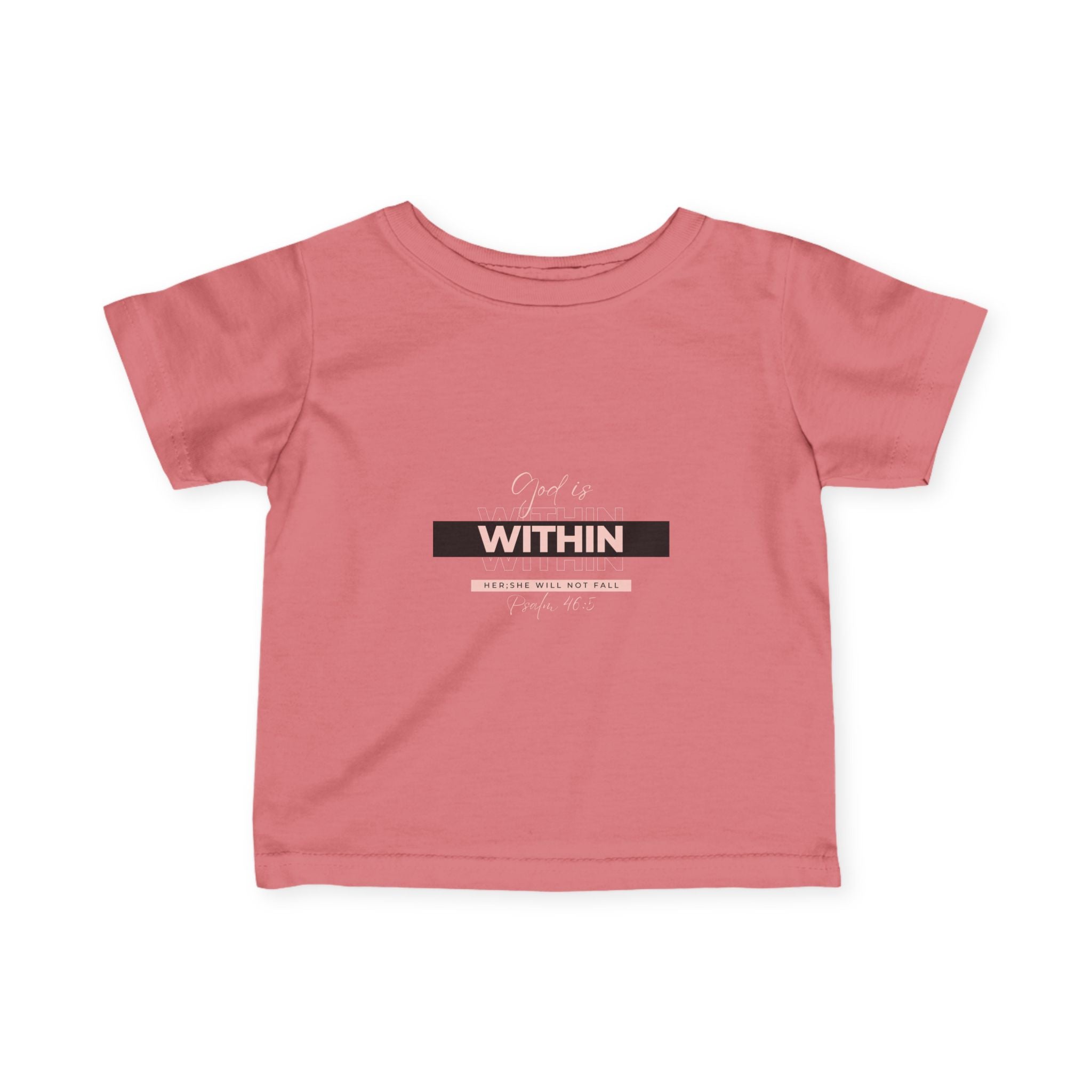 Faith-Inspired Infant Tee – God Is Within Her; She Will Not Fall Psalm 46:5 | Christian Baby Shirt, Soft Cotton Tee, Baby Girl Gift