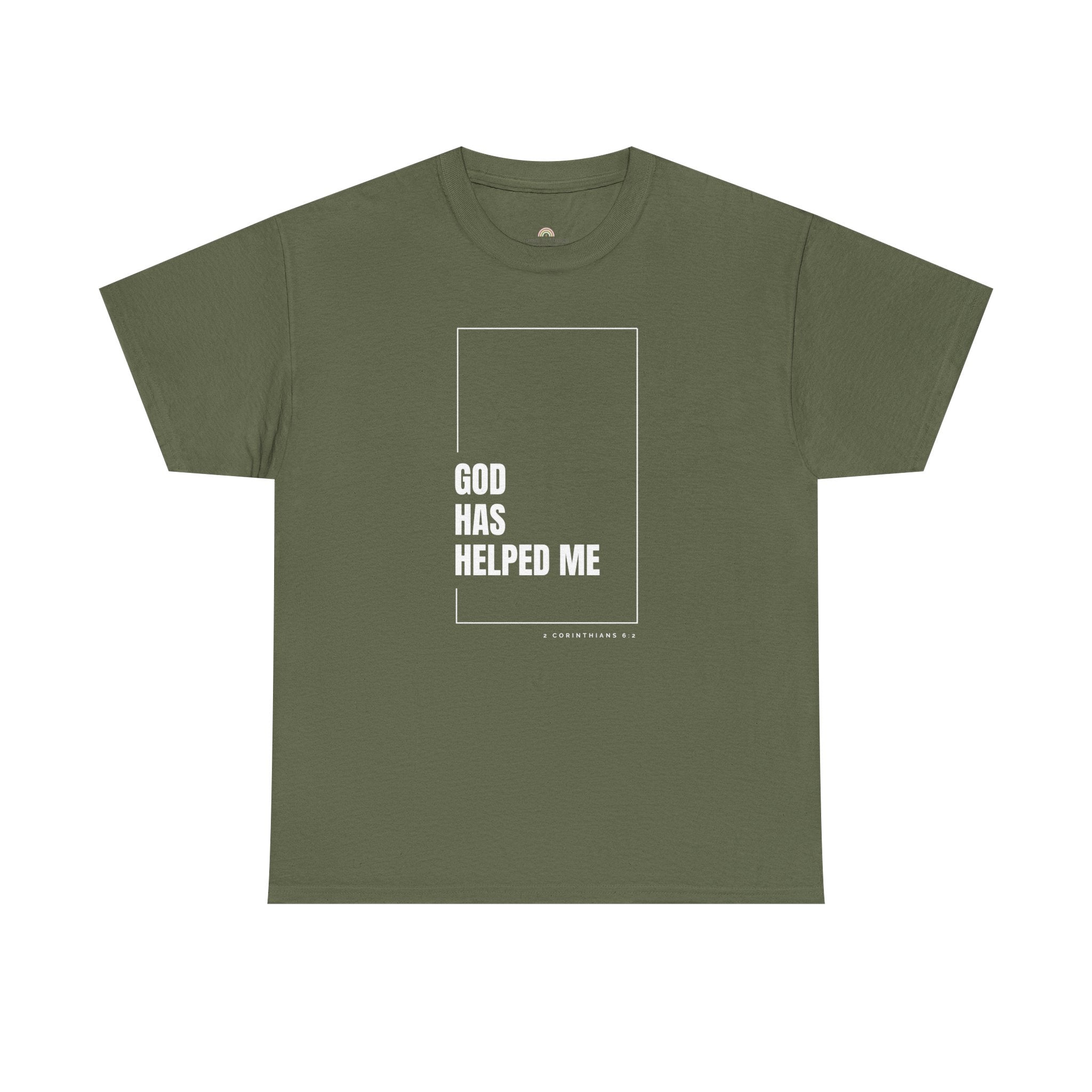 God Has Helped Me Christian T-Shirt – 2 Corinthians 6:2 Faith Tee | Unisex Heavy Cotton Shirt