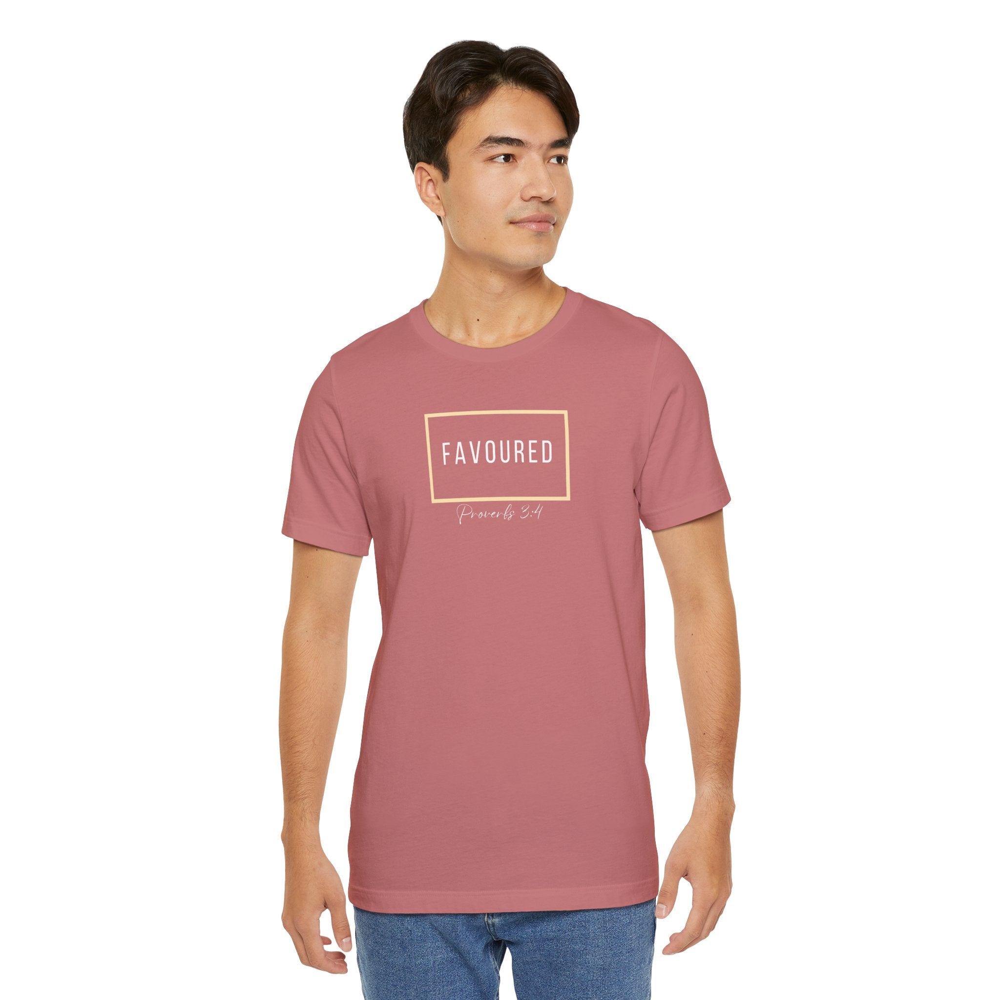 Favoured Christian T-Shirt – Proverbs 3:4 Scripture Tee | Faith-Based Unisex Shirt