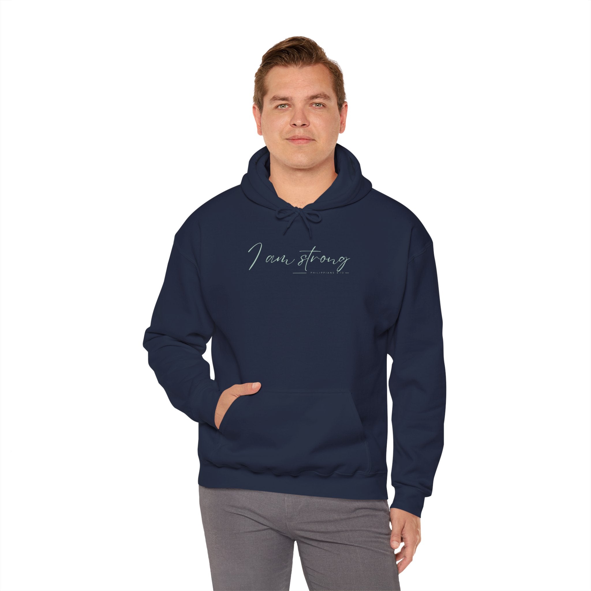 I Am Strong Hoodie – Philippians 4:13 Christian Unisex Faith Sweatshirt