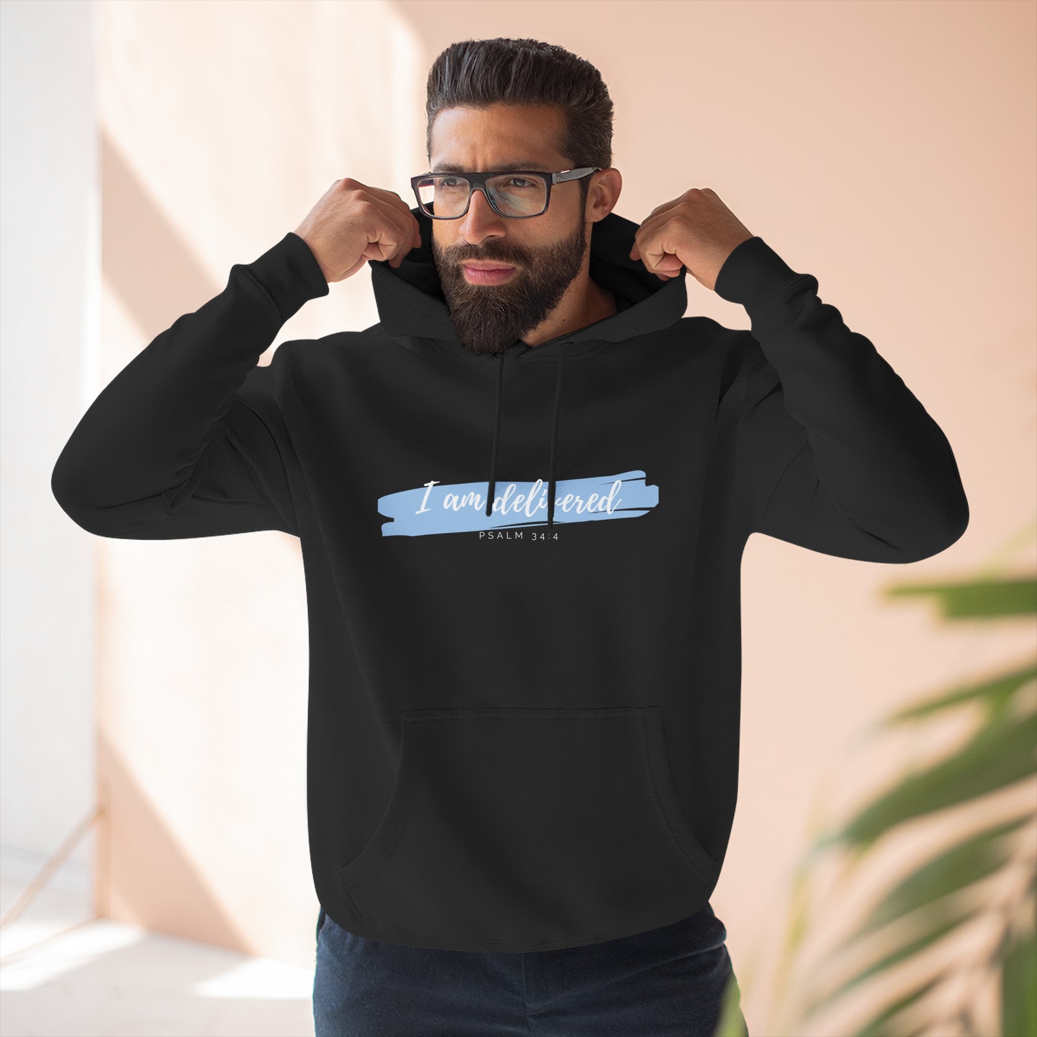 I Am Delivered Christian Hoodie — Psalm 34:4 Faith Hoodie | Inspirational Scripture Pullover | Unisex Christian Apparel