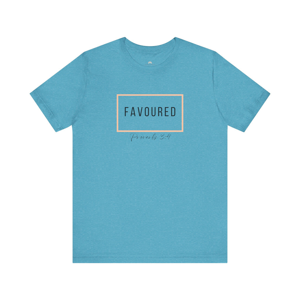 Favoured Christian T-Shirt – Proverbs 3:4 Scripture Tee | Faith-Based Unisex Shirt