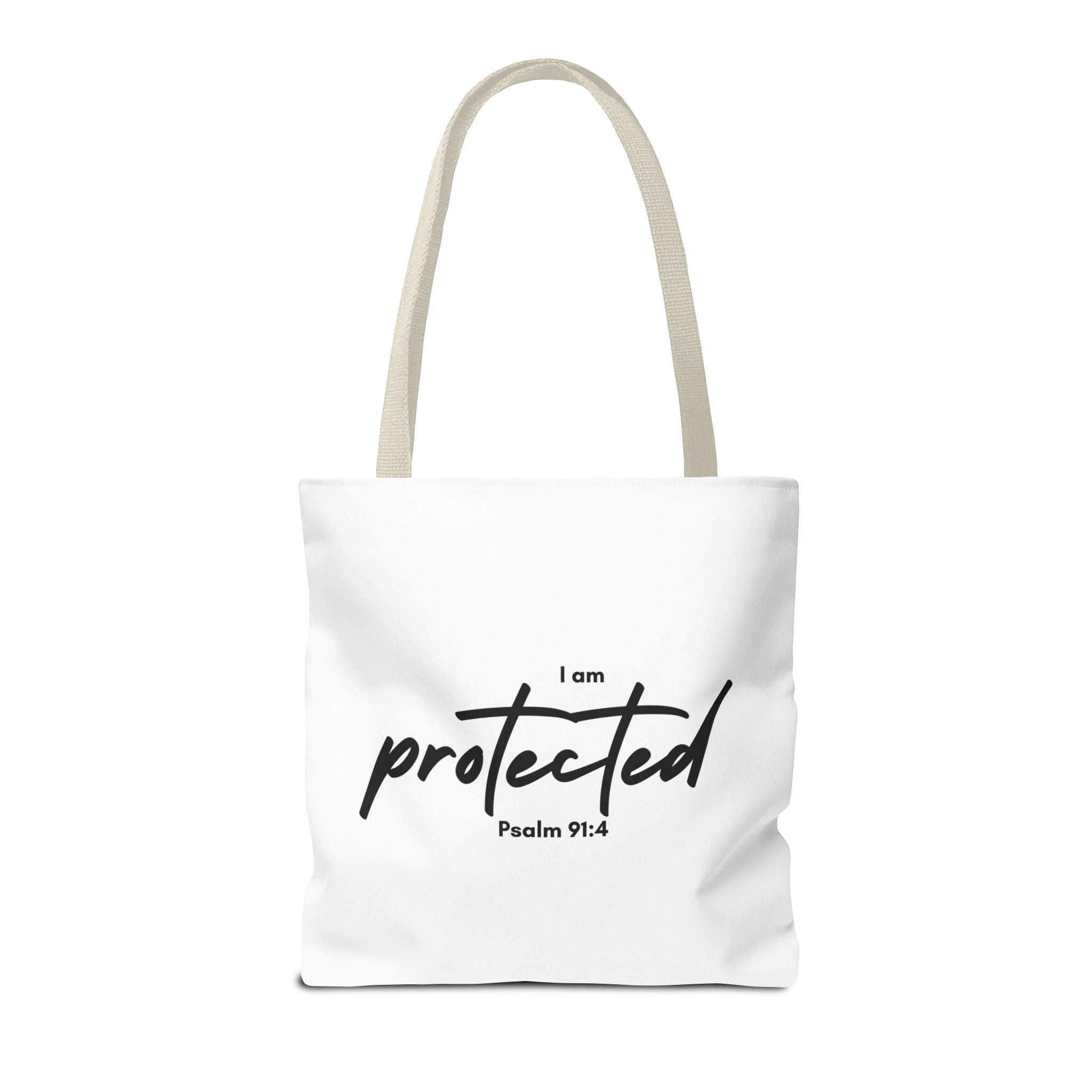 I Am Protected Tote Bag — Psalm 91:4 Christian Scripture Canvas Tote | Faith-Based Carryall
