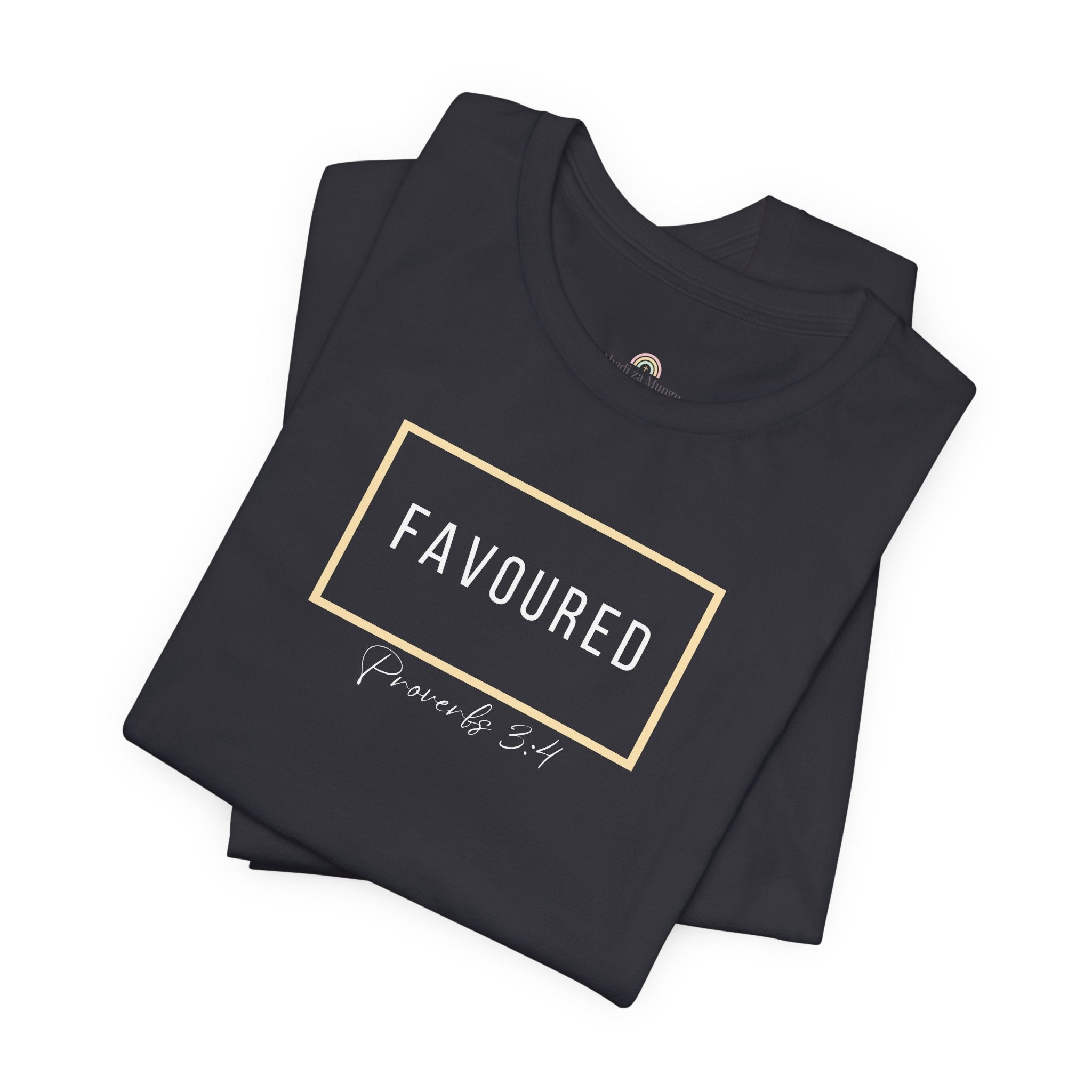 Favoured Christian T-Shirt – Proverbs 3:4 Scripture Tee | Faith-Based Unisex Shirt