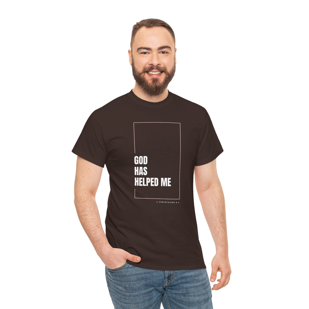 God Has Helped Me Christian T-Shirt – 2 Corinthians 6:2 Faith Tee | Unisex Heavy Cotton Shirt