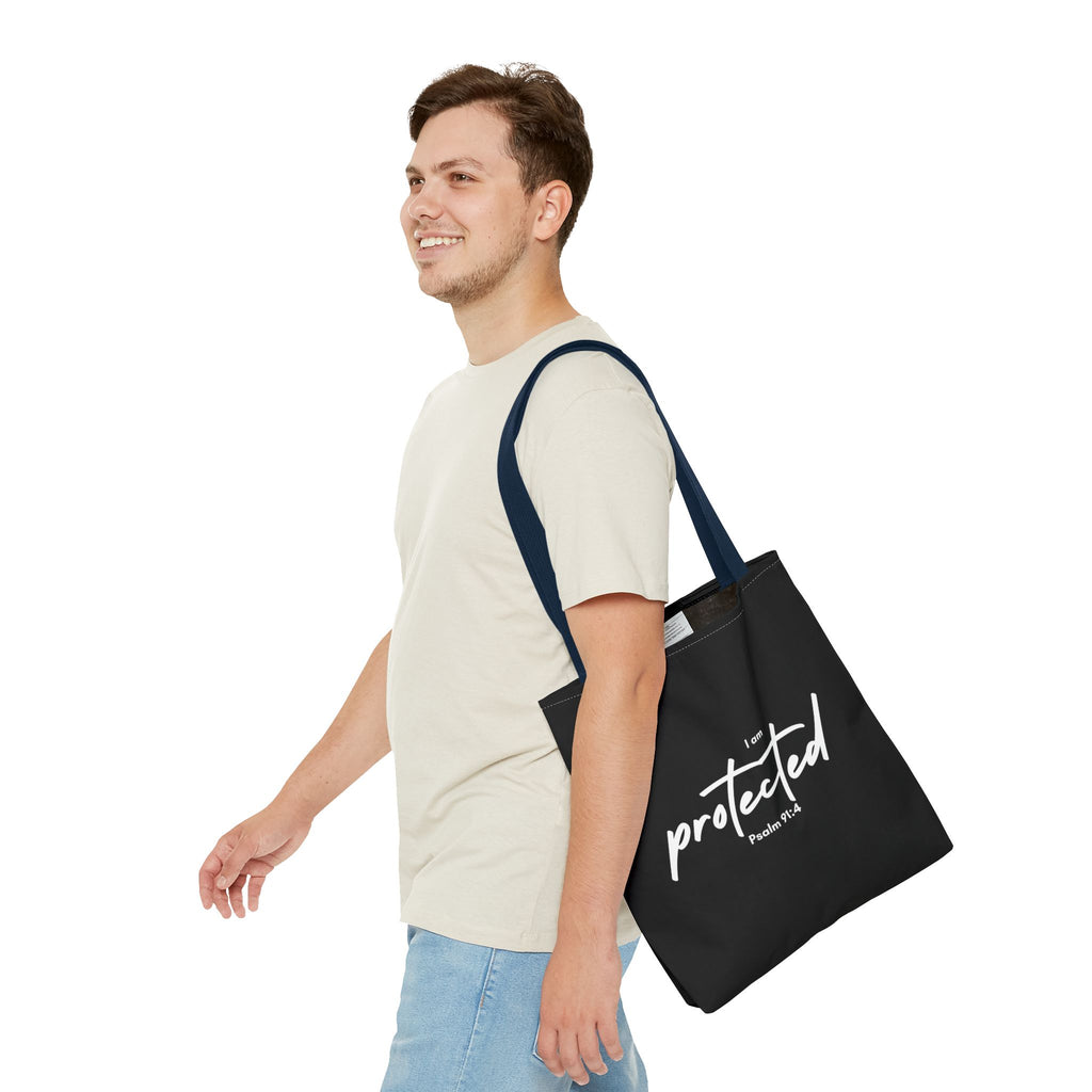 I Am Protected Tote Bag — Psalm 91:4 Christian Scripture Canvas Tote | Faith-Based Carryall
