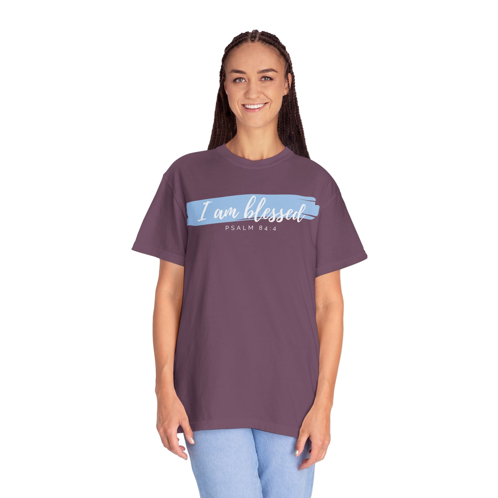 I Am Blessed Christian T-Shirt — Psalm 84:4 Scripture Tee | Garment-Dyed Faith Shirt