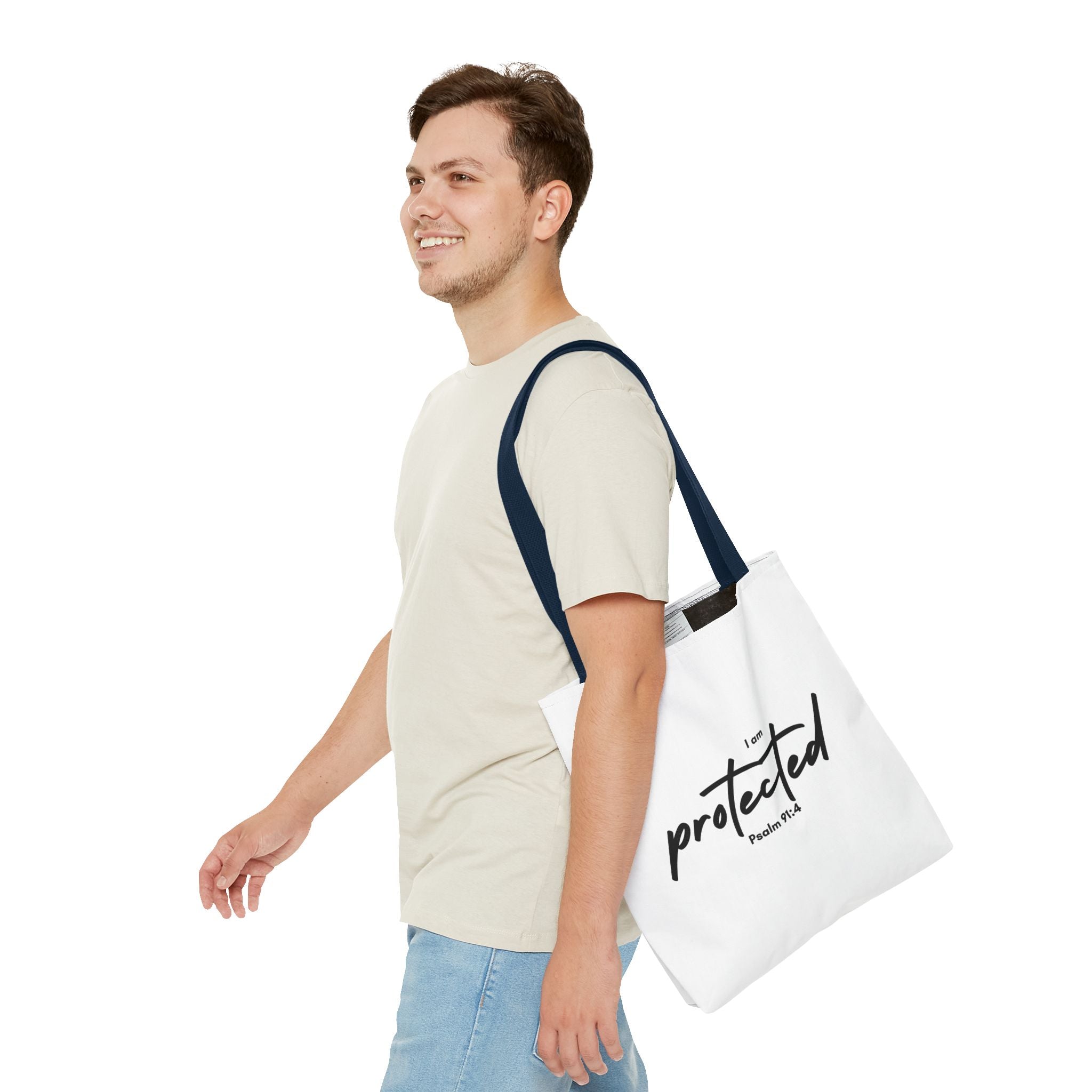 I Am Protected Tote Bag — Psalm 91:4 Christian Scripture Canvas Tote | Faith-Based Carryall