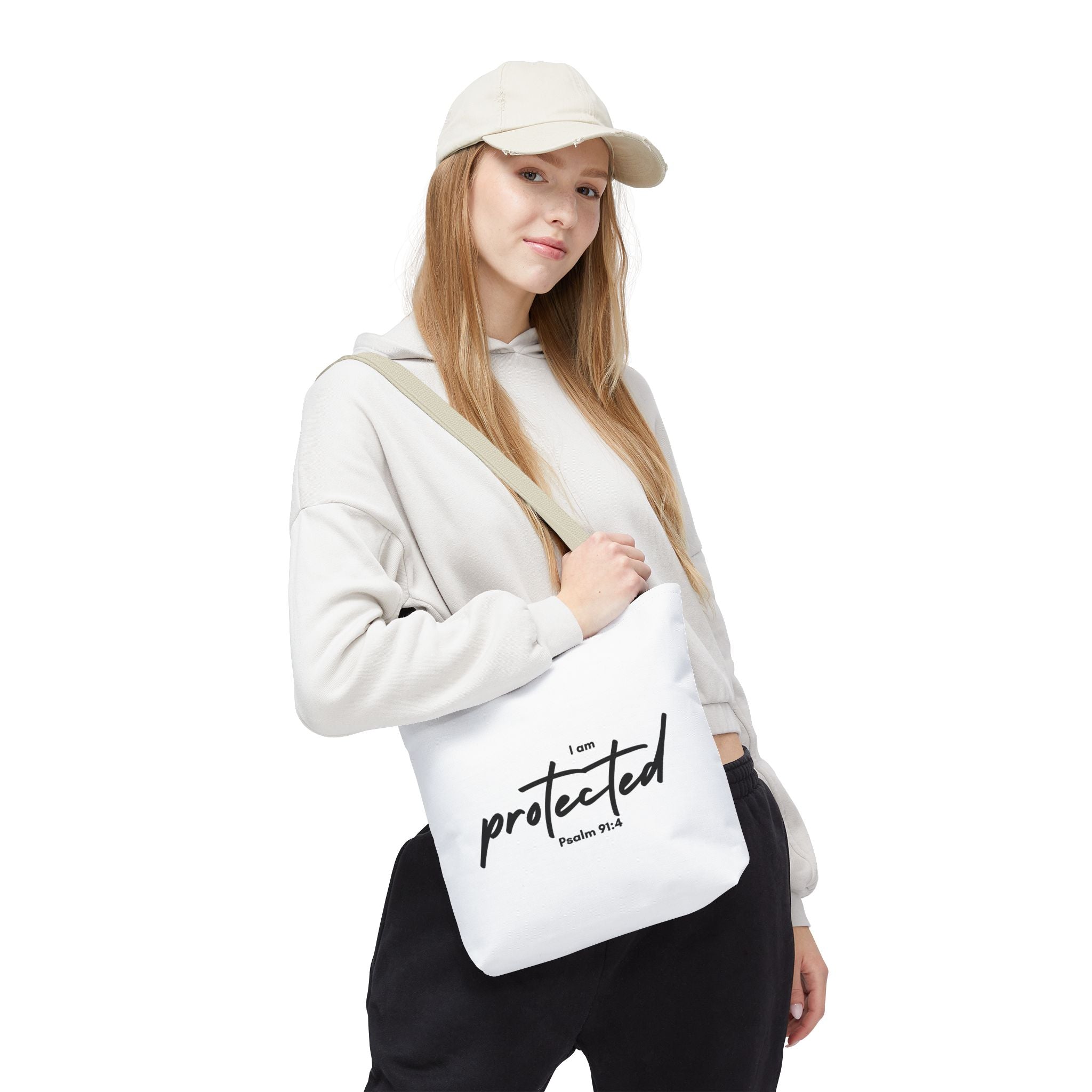 I Am Protected Tote Bag — Psalm 91:4 Christian Scripture Canvas Tote | Faith-Based Carryall