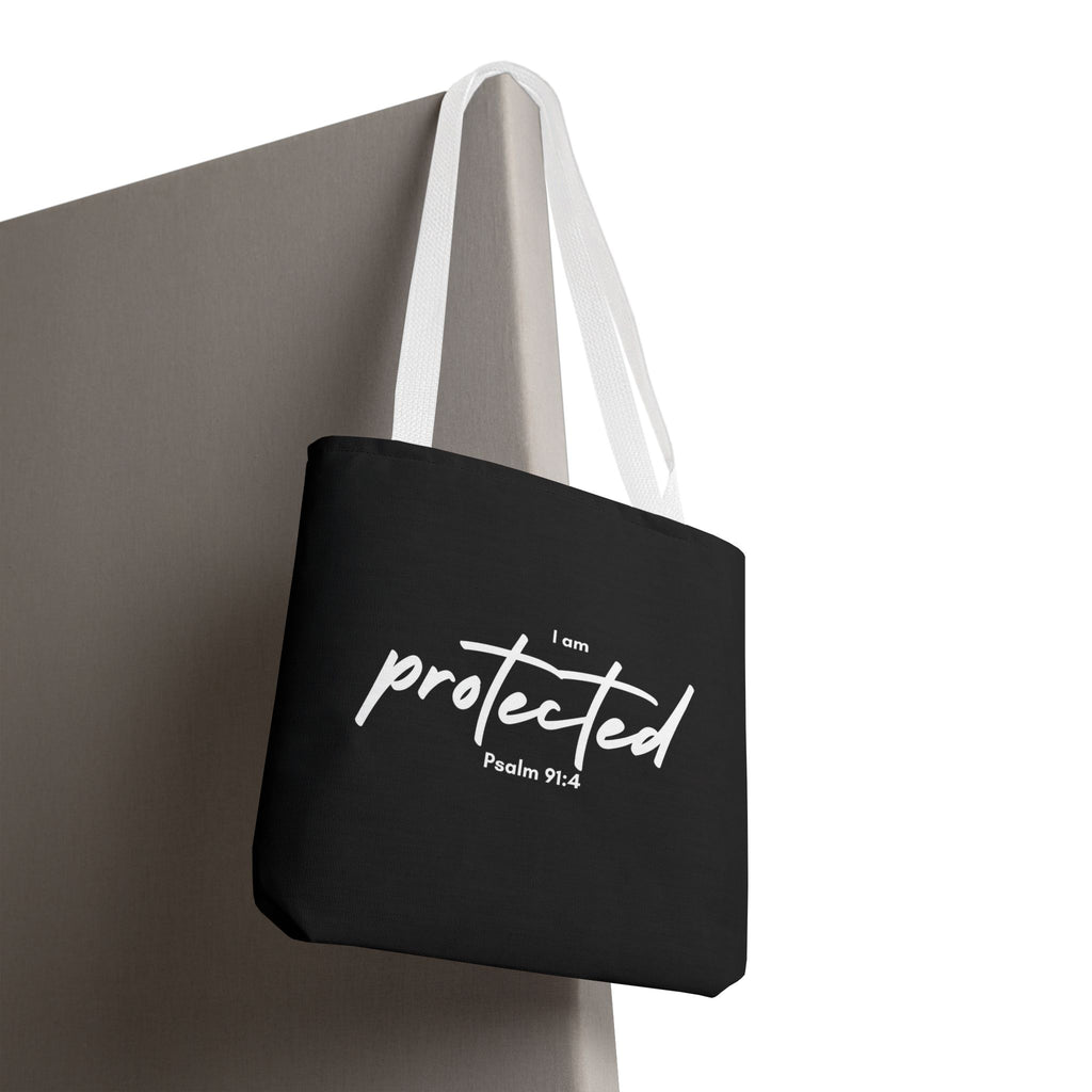 I Am Protected Tote Bag — Psalm 91:4 Christian Scripture Canvas Tote | Faith-Based Carryall