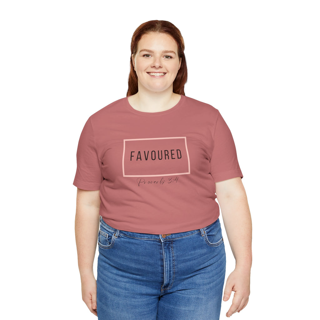 Favoured Christian T-Shirt – Proverbs 3:4 Scripture Tee | Faith-Based Unisex Shirt