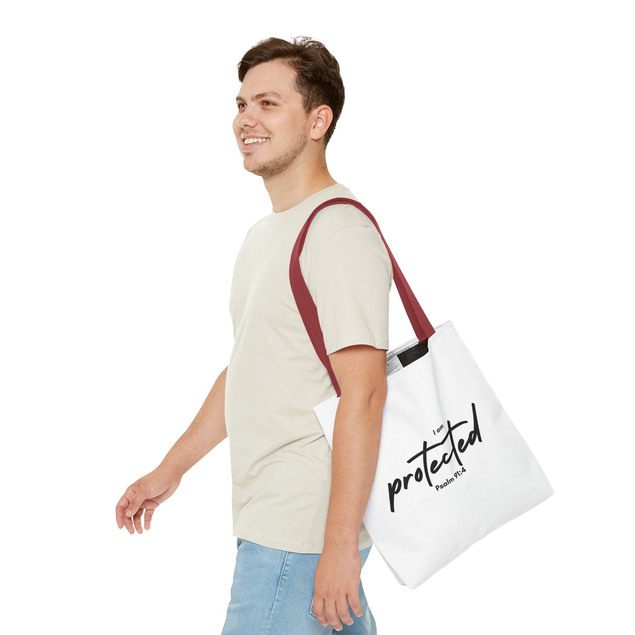 I Am Protected Tote Bag — Psalm 91:4 Christian Scripture Canvas Tote | Faith-Based Carryall