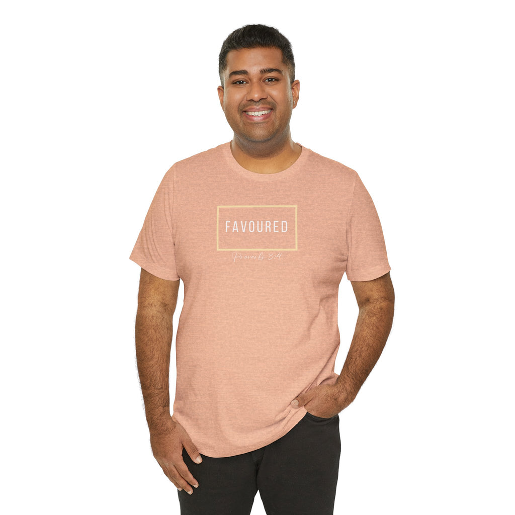 Favoured Christian T-Shirt – Proverbs 3:4 Scripture Tee | Faith-Based Unisex Shirt