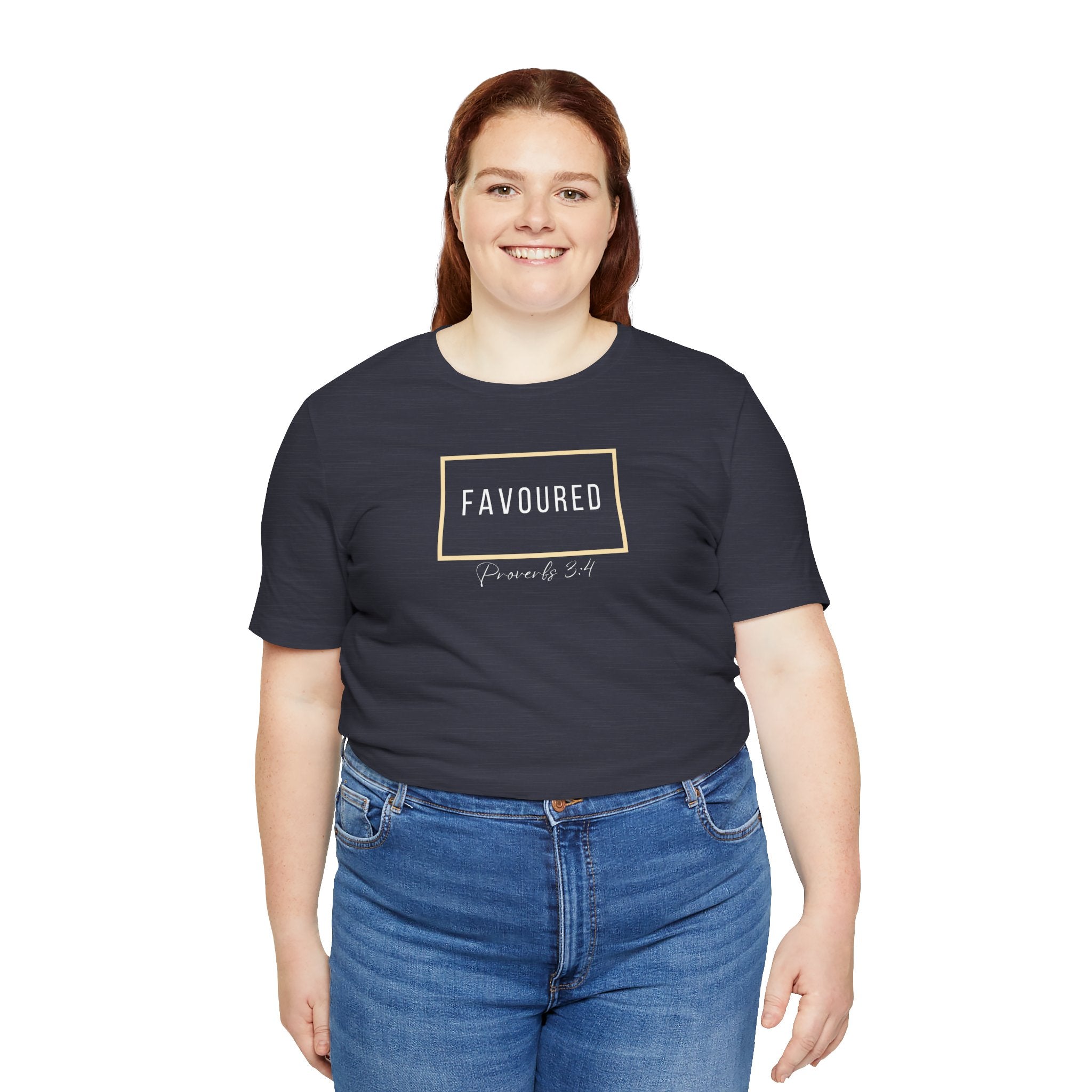 Favoured Christian T-Shirt – Proverbs 3:4 Scripture Tee | Faith-Based Unisex Shirt