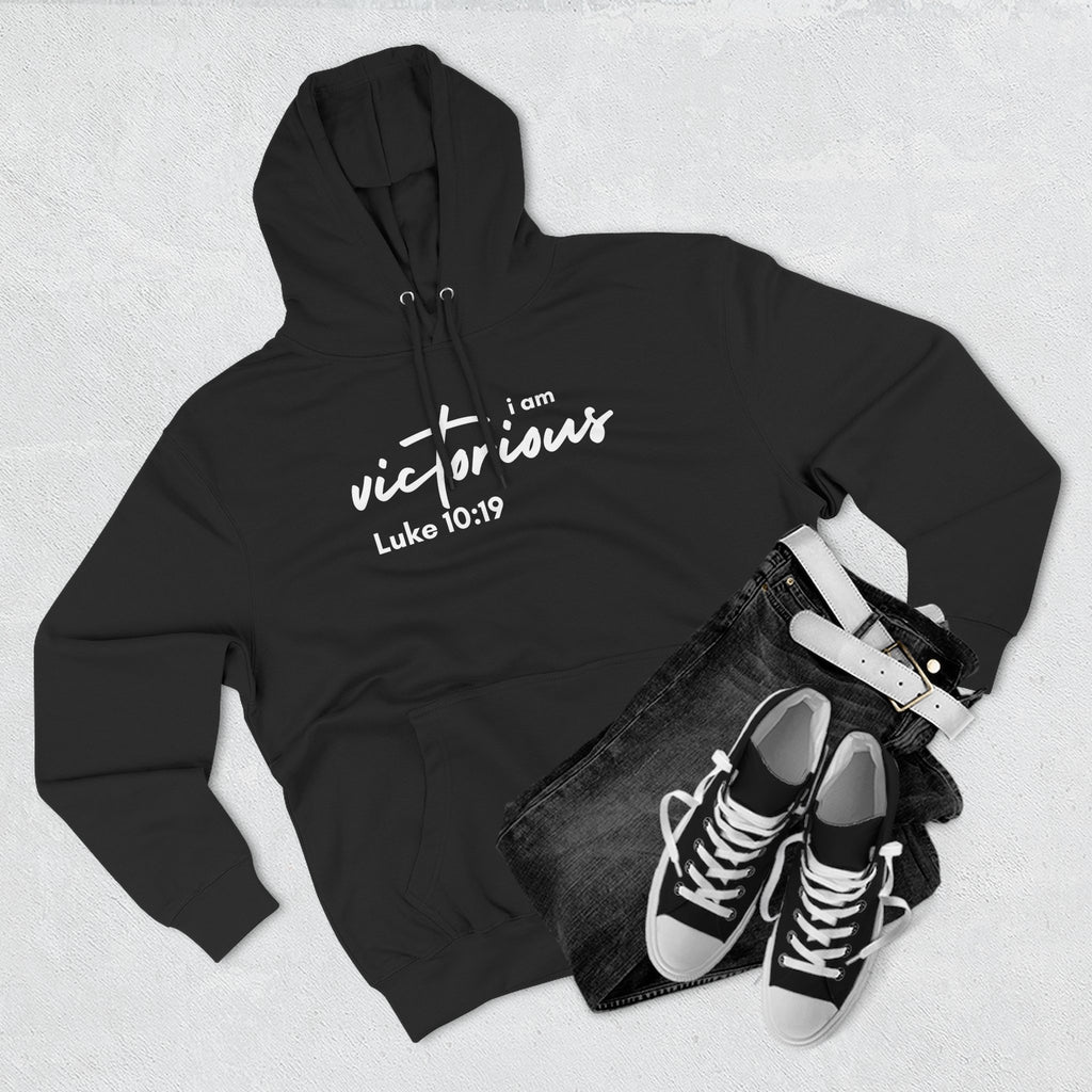 I Am Victorious Hoodie — Luke 10:19 Christian Scripture Fleece Pullover