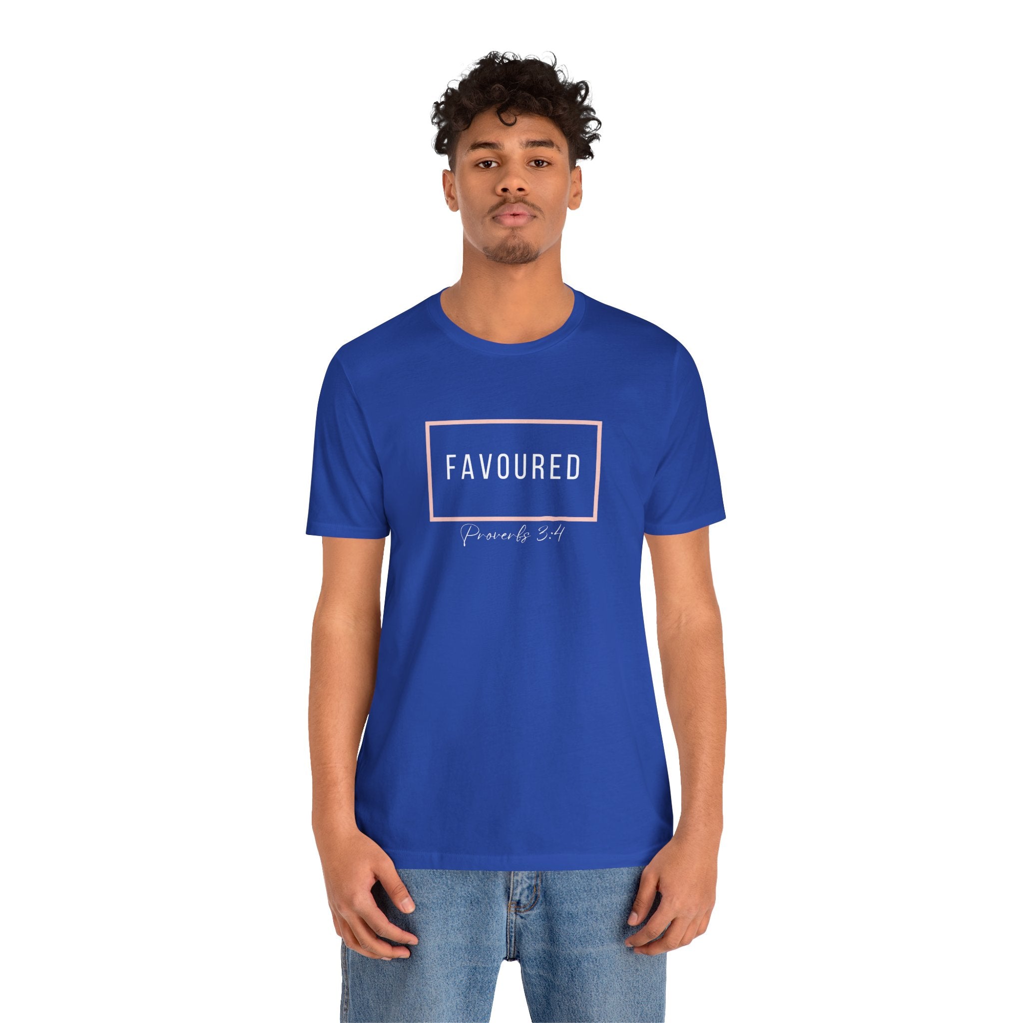 Favoured Christian T-Shirt – Proverbs 3:4 Scripture Tee | Faith-Based Unisex Shirt