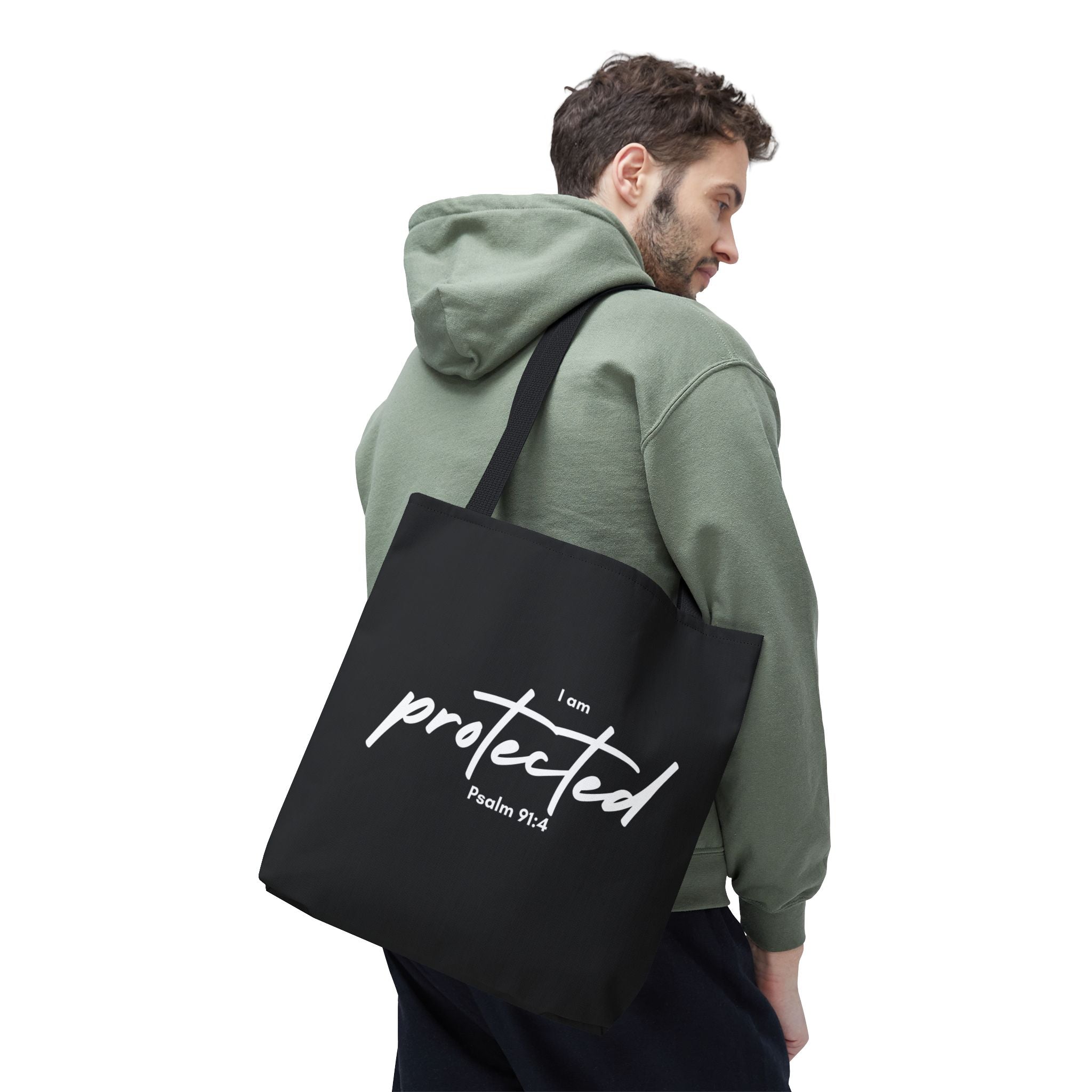 I Am Protected Tote Bag — Psalm 91:4 Christian Scripture Canvas Tote | Faith-Based Carryall