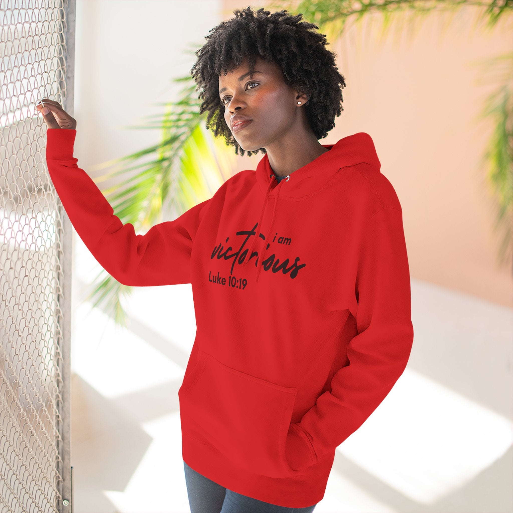 I Am Victorious Hoodie — Luke 10:19 Christian Scripture Fleece Pullover