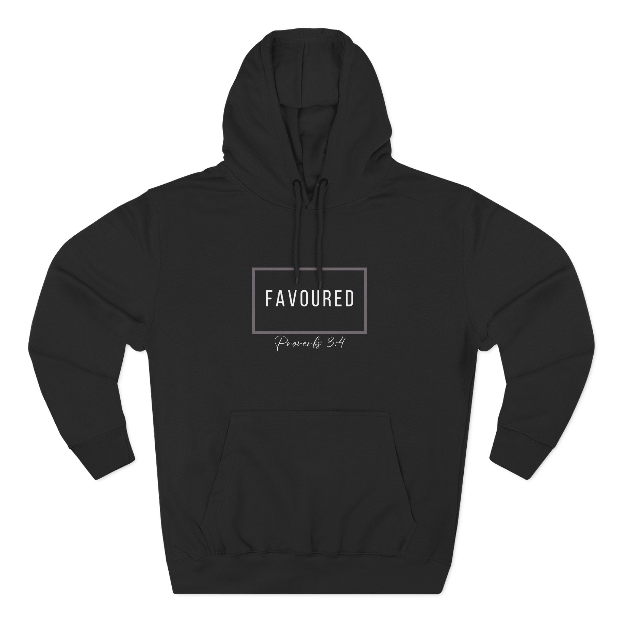 Favoured Christian Hoodie – Proverbs 3:4 Scripture Minimalist Hoodie | Faith-Based Unisex Fleece Pullover