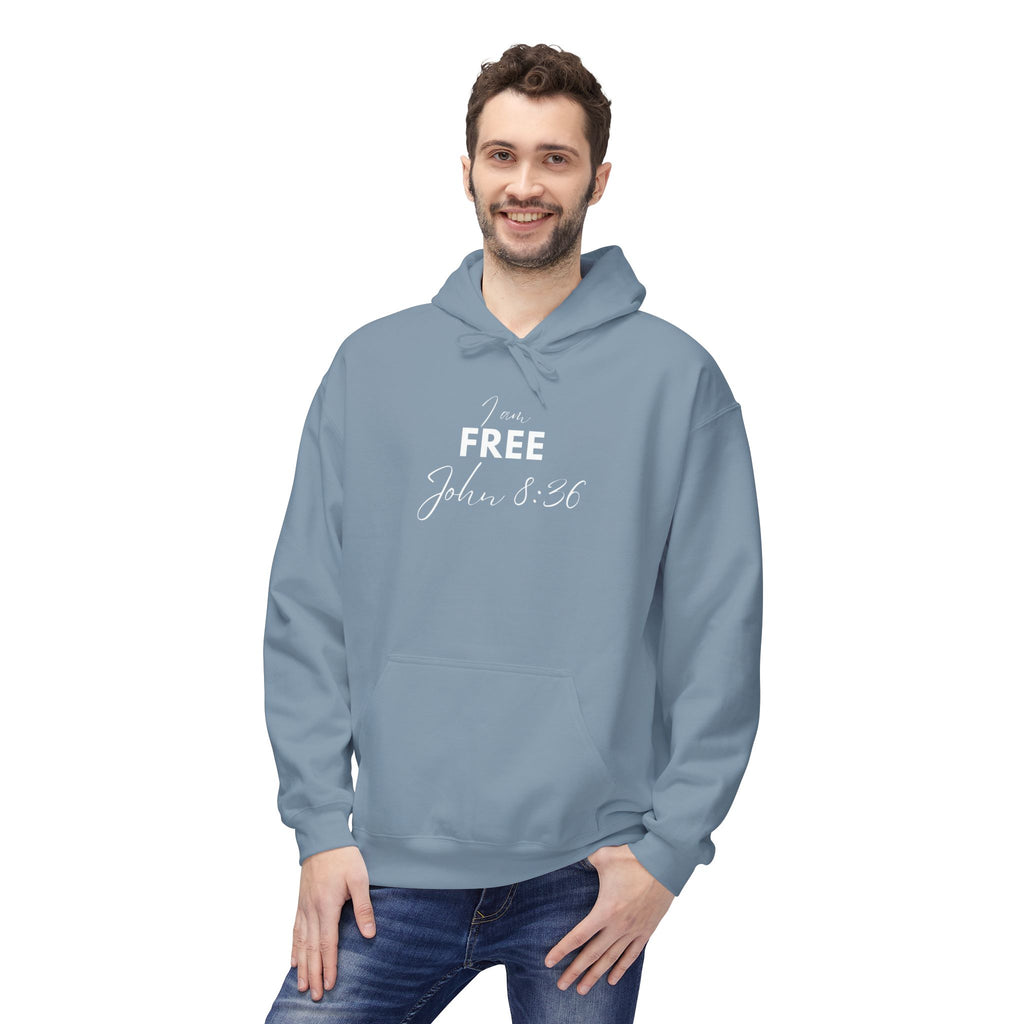 I Am Free Hoodie – John 8:36 Christian Scripture Hoodie | Faith-Based Inspirational Pullover