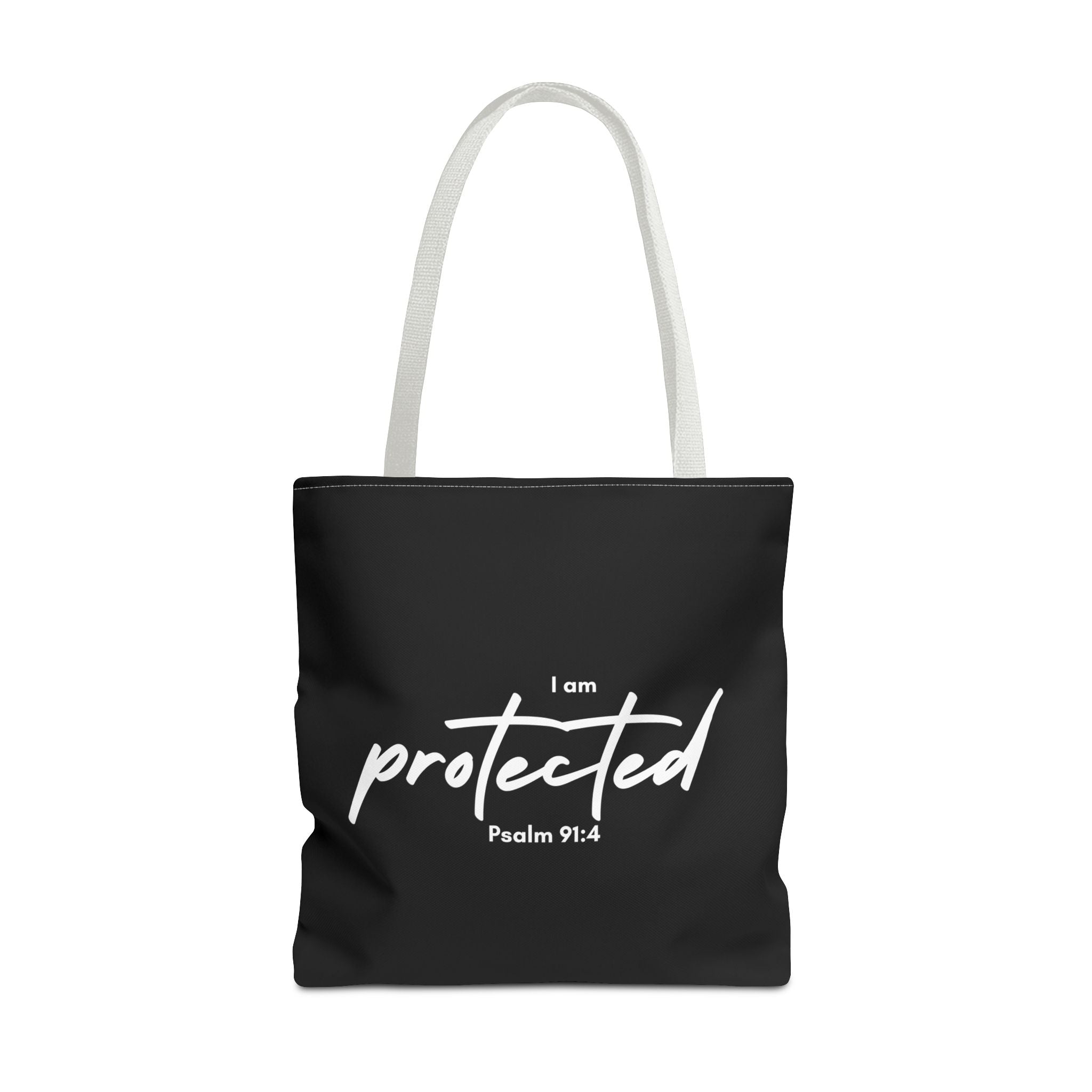 I Am Protected Tote Bag — Psalm 91:4 Christian Scripture Canvas Tote | Faith-Based Carryall