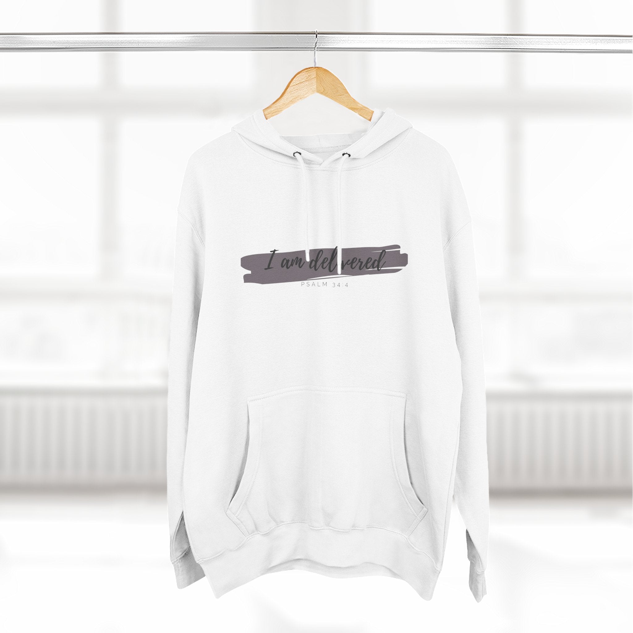 I Am Delivered Christian Hoodie — Psalm 34:4 Faith Hoodie | Inspirational Scripture Pullover | Unisex Christian Apparel