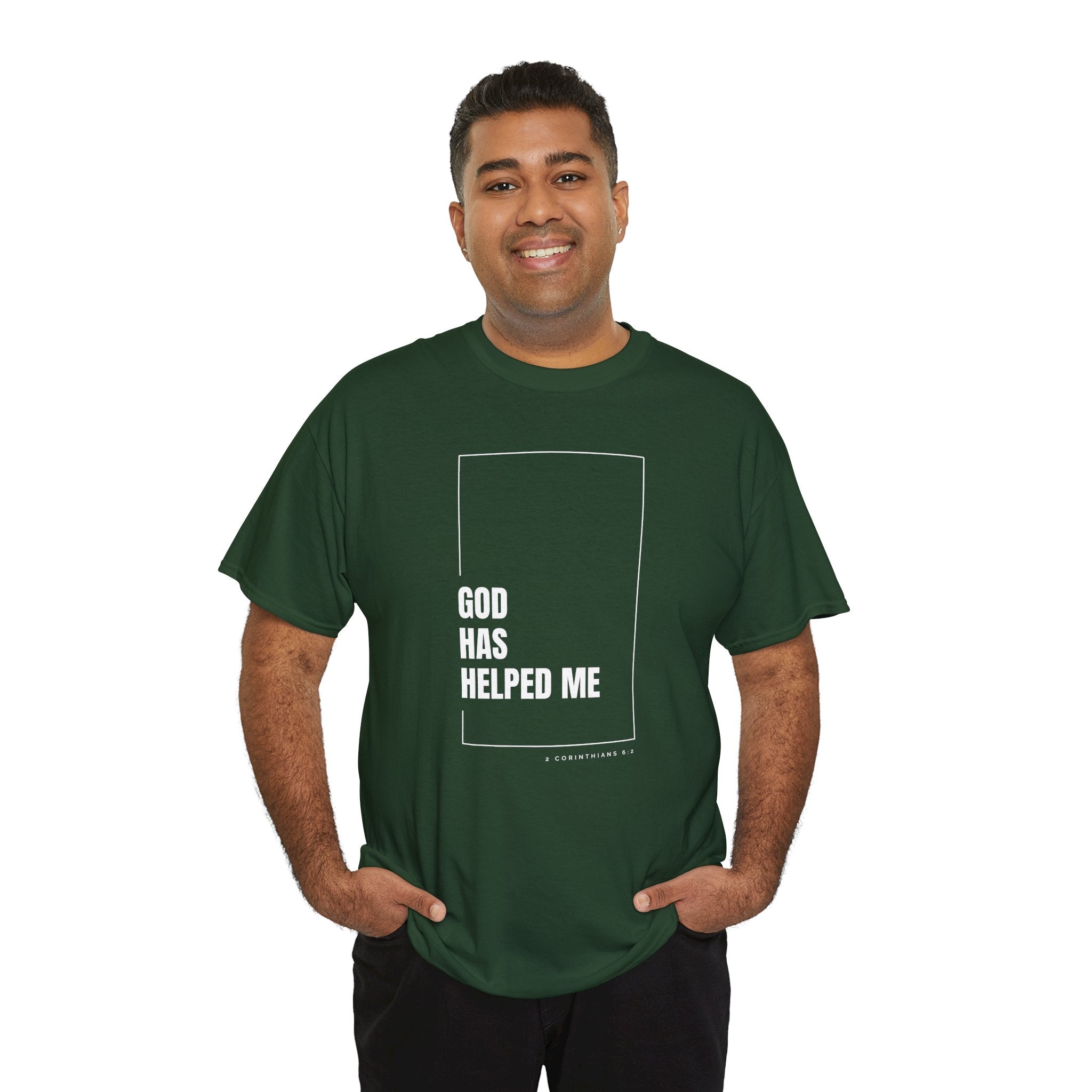 God Has Helped Me Christian T-Shirt – 2 Corinthians 6:2 Faith Tee | Unisex Heavy Cotton Shirt