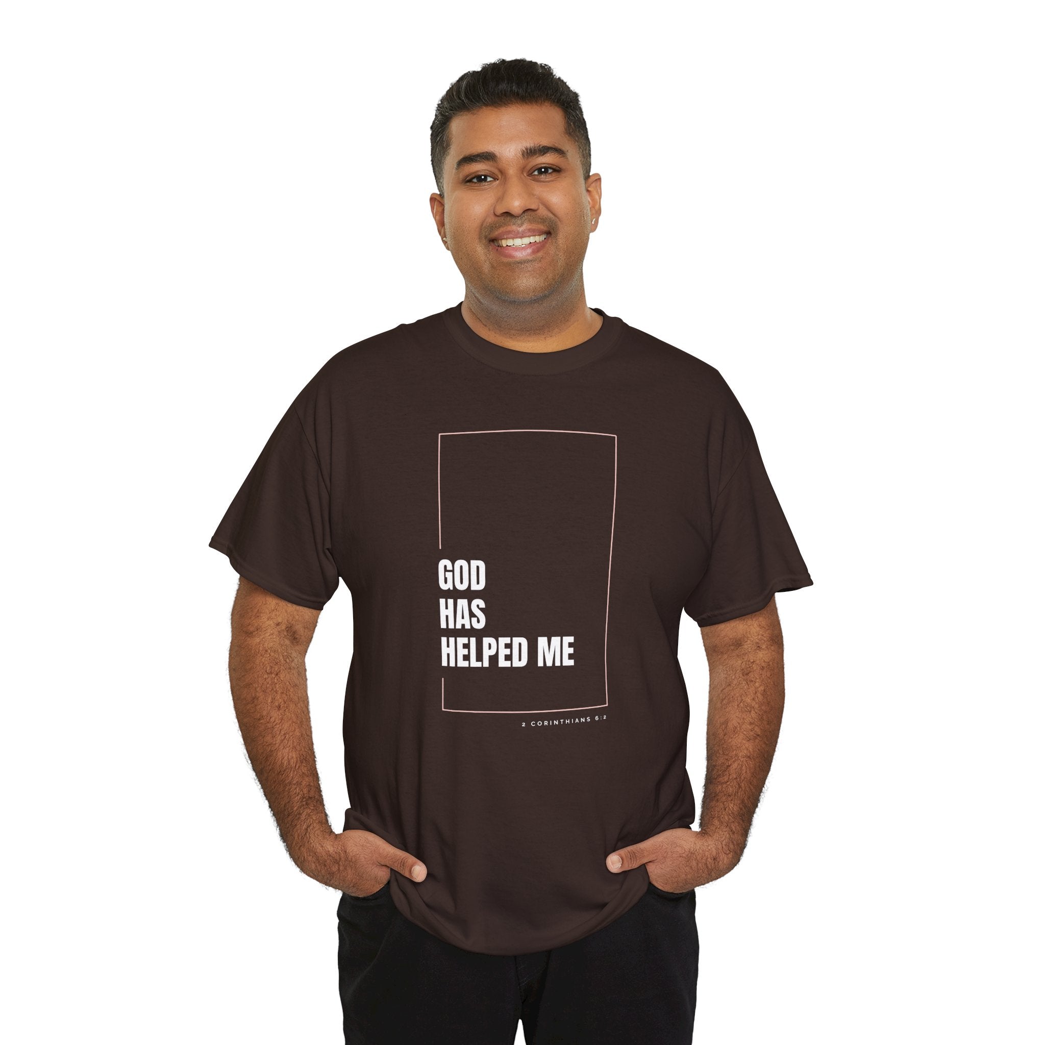 God Has Helped Me Christian T-Shirt – 2 Corinthians 6:2 Faith Tee | Unisex Heavy Cotton Shirt