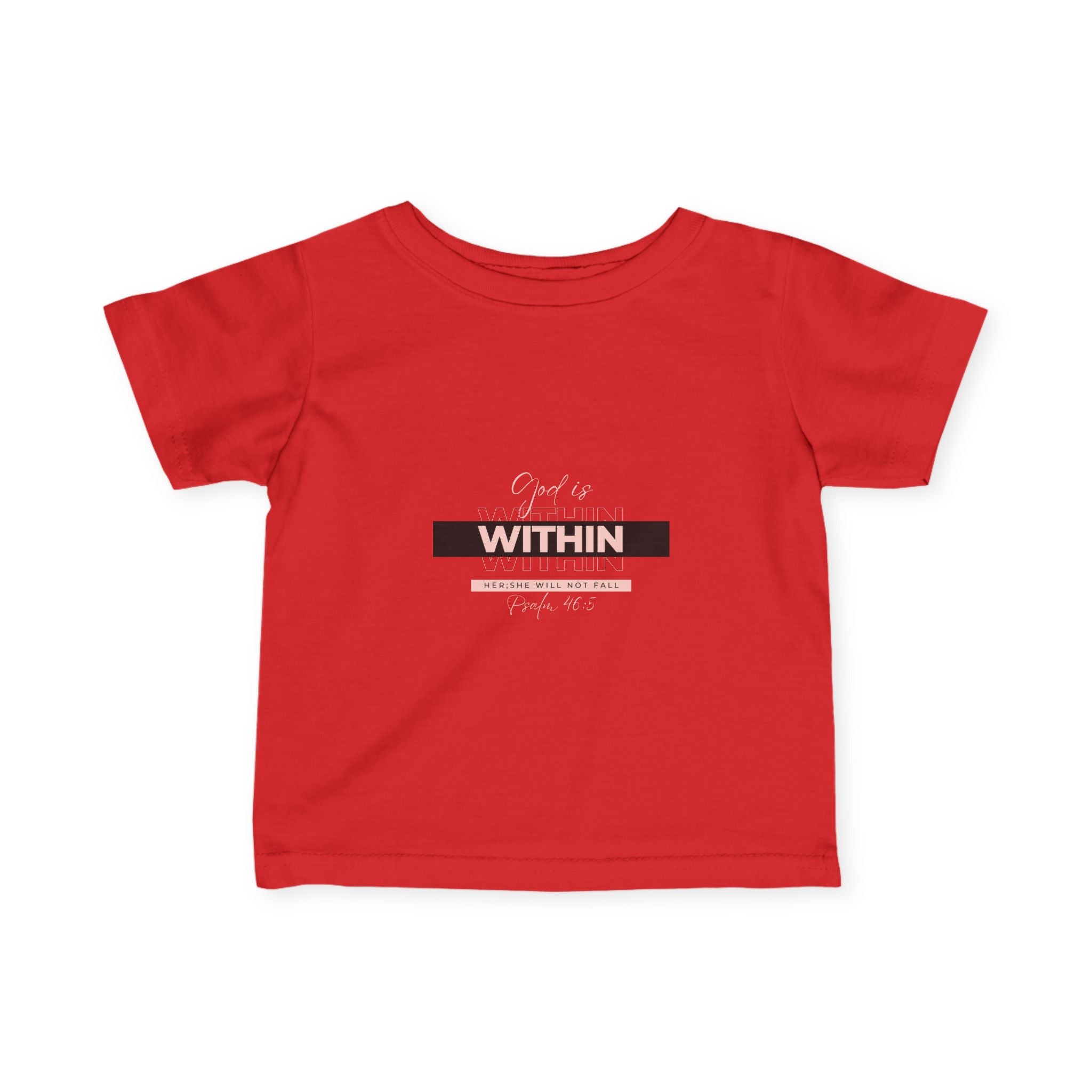 Faith-Inspired Infant Tee – God Is Within Her; She Will Not Fall Psalm 46:5 | Christian Baby Shirt, Soft Cotton Tee, Baby Girl Gift