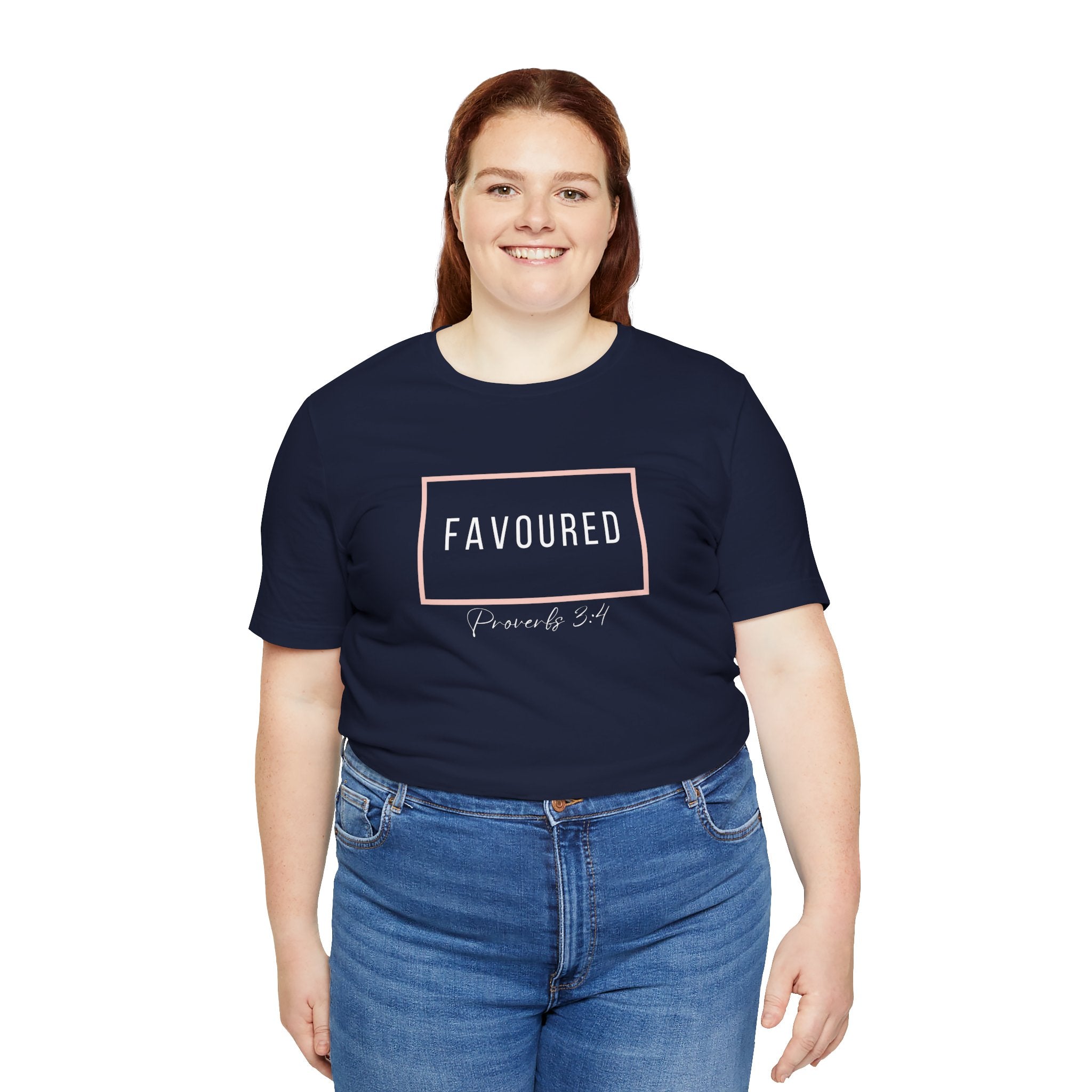 Favoured Christian T-Shirt – Proverbs 3:4 Scripture Tee | Faith-Based Unisex Shirt