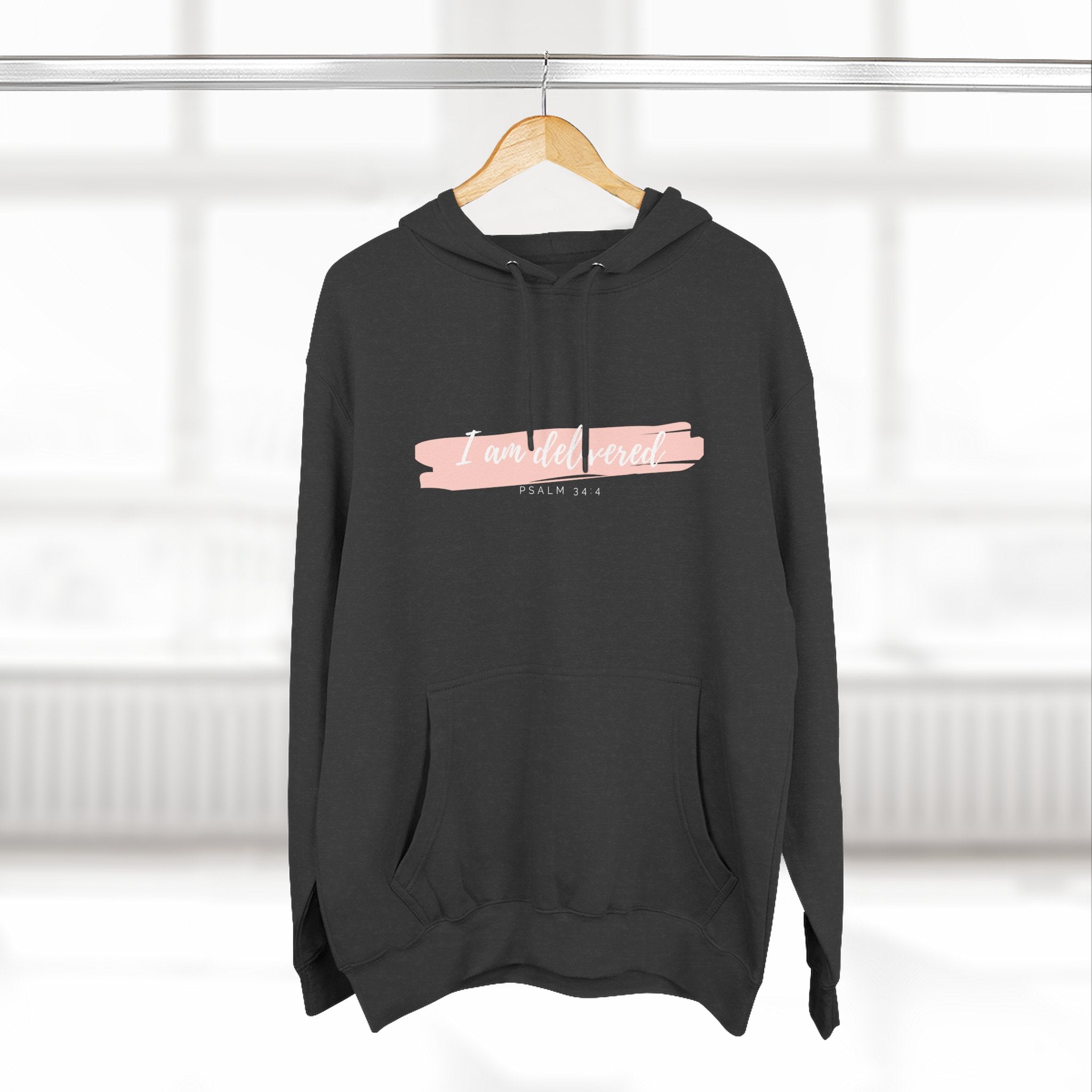 I Am Delivered Christian Hoodie — Psalm 34:4 Faith Hoodie | Inspirational Scripture Pullover | Unisex Christian Apparel