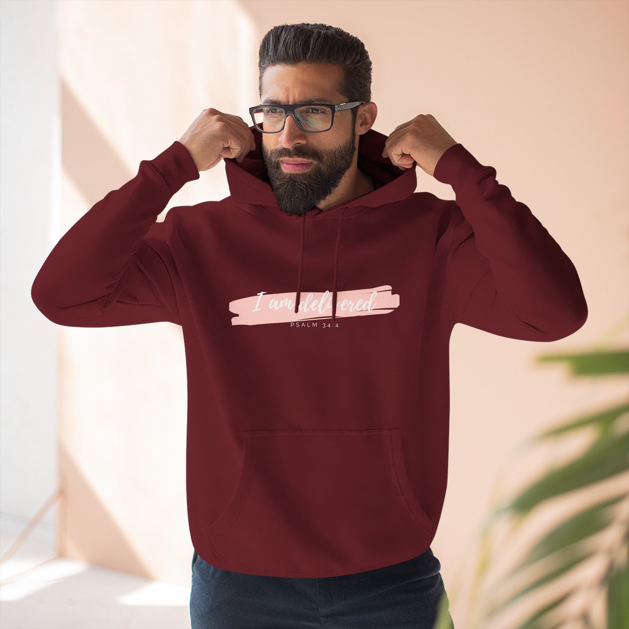 I Am Delivered Christian Hoodie — Psalm 34:4 Faith Hoodie | Inspirational Scripture Pullover | Unisex Christian Apparel