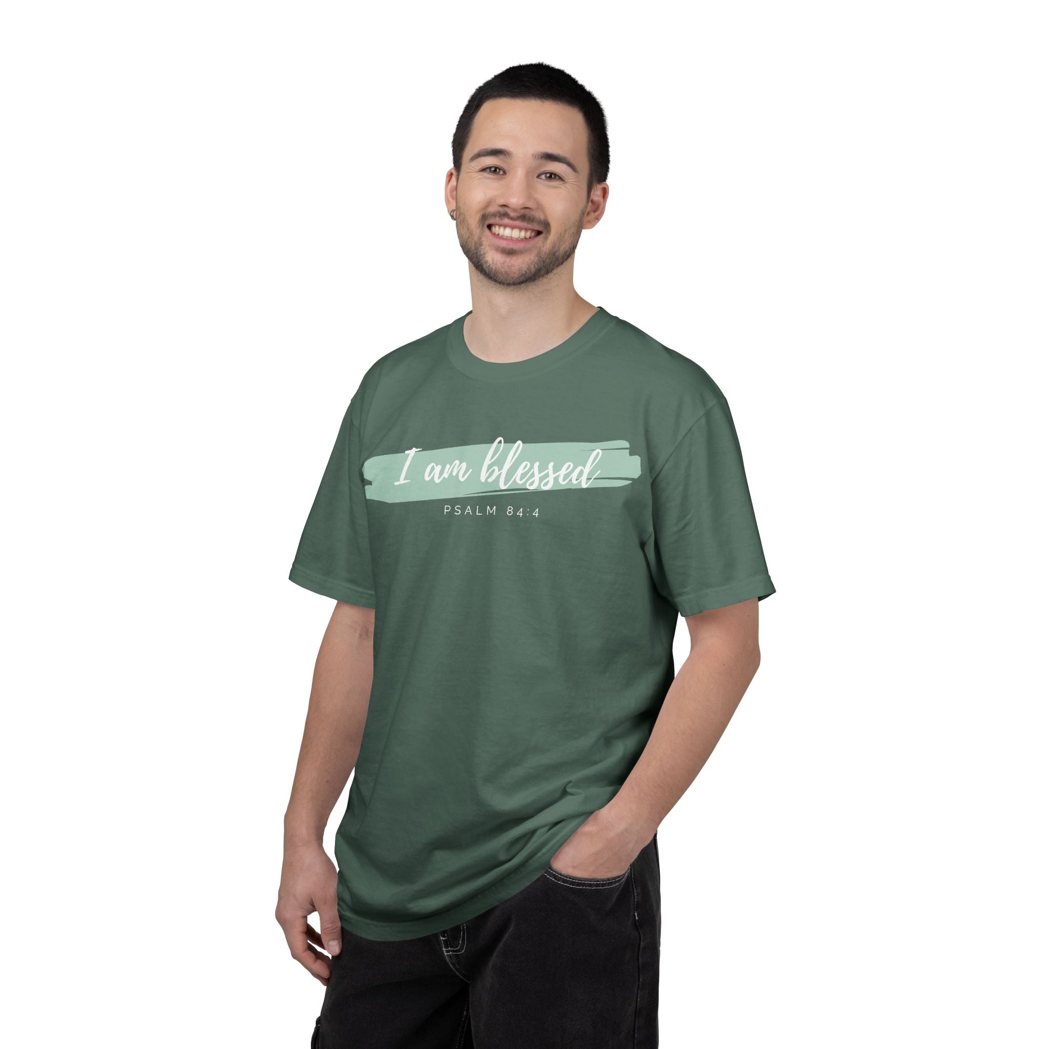 I Am Blessed Christian T-Shirt — Psalm 84:4 Scripture Tee | Garment-Dyed Faith Shirt