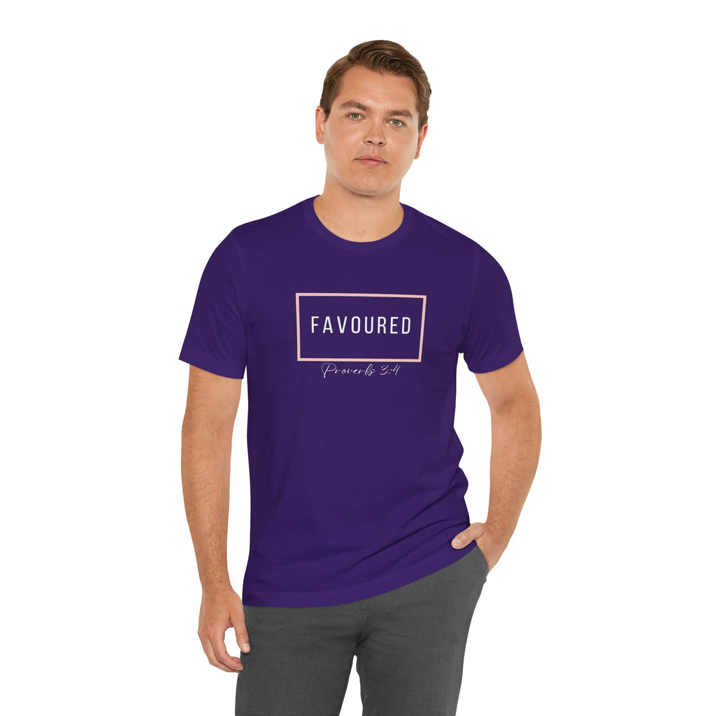 Favoured Christian T-Shirt – Proverbs 3:4 Scripture Tee | Faith-Based Unisex Shirt
