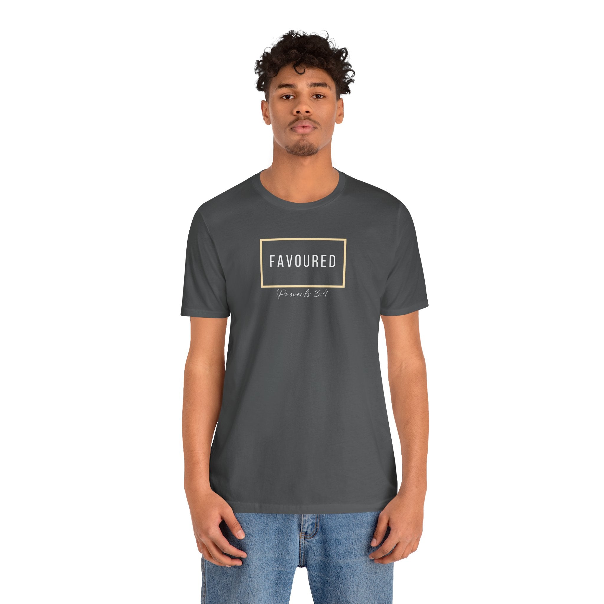 Favoured Christian T-Shirt – Proverbs 3:4 Scripture Tee | Faith-Based Unisex Shirt